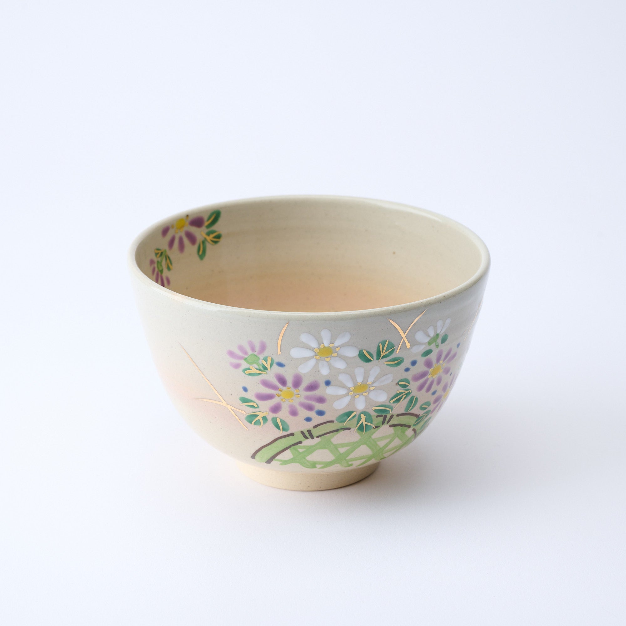 Chrysanthemums Along a Fence Matcha Bowl