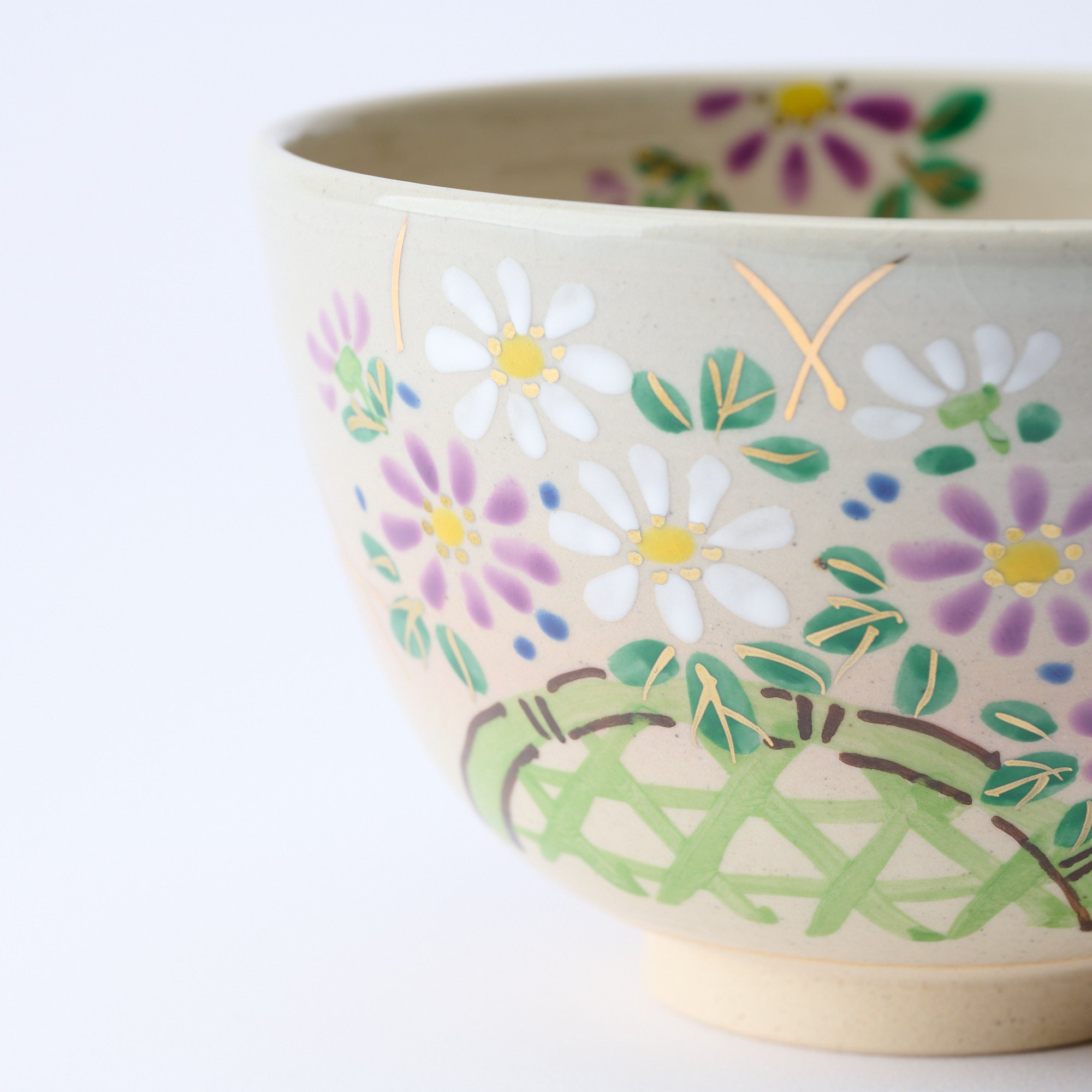 Chrysanthemums Along a Fence Matcha Bowl