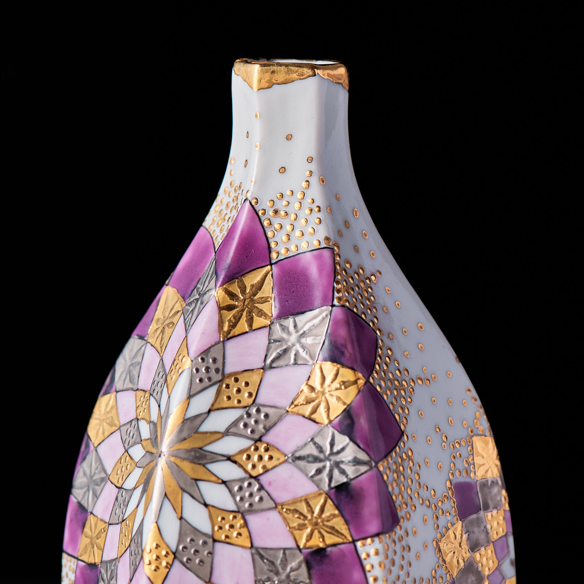 Purple Kaleidoscope Bloom Japanese Single Flower Vase