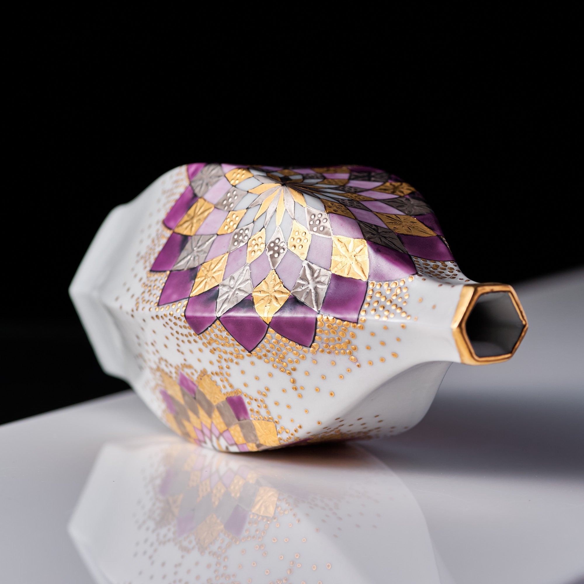 Purple Kaleidoscope Bloom Japanese Single Flower Vase