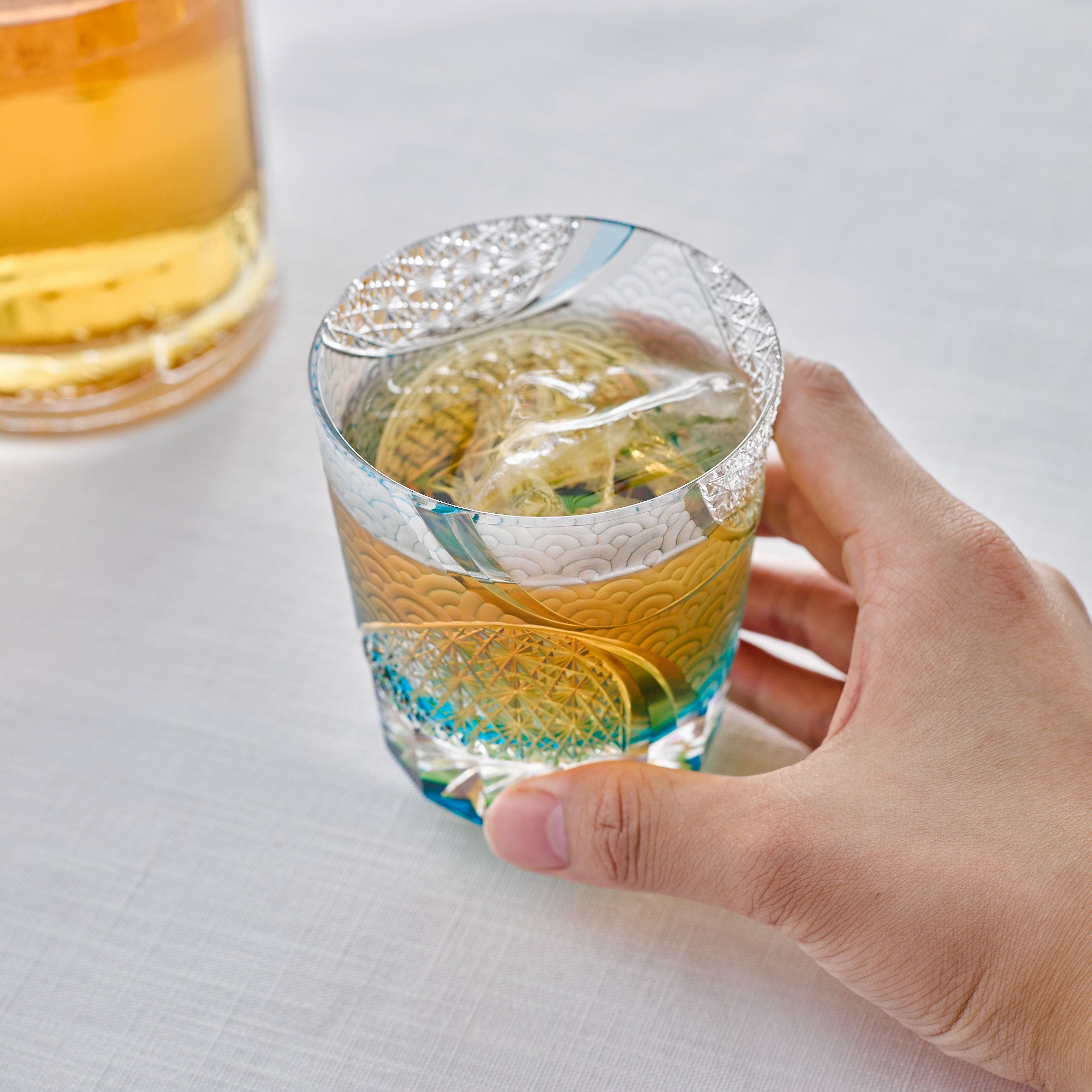 Rolling Waves Edo Kiriko Whiskey Glass