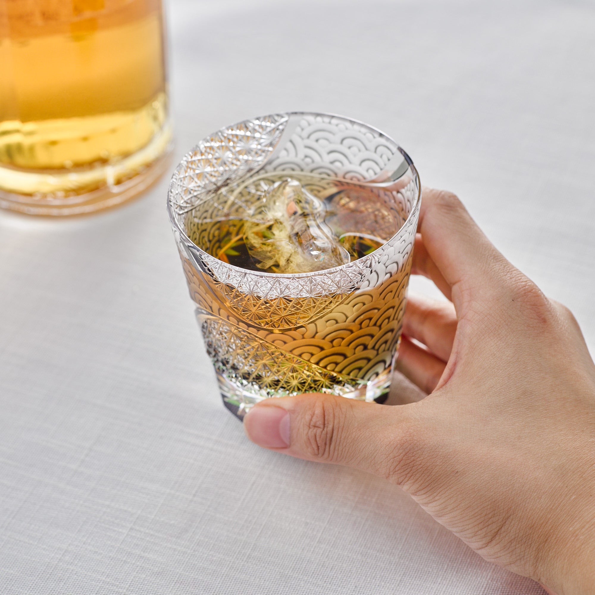 Rolling Waves Edo Kiriko Whiskey Glass
