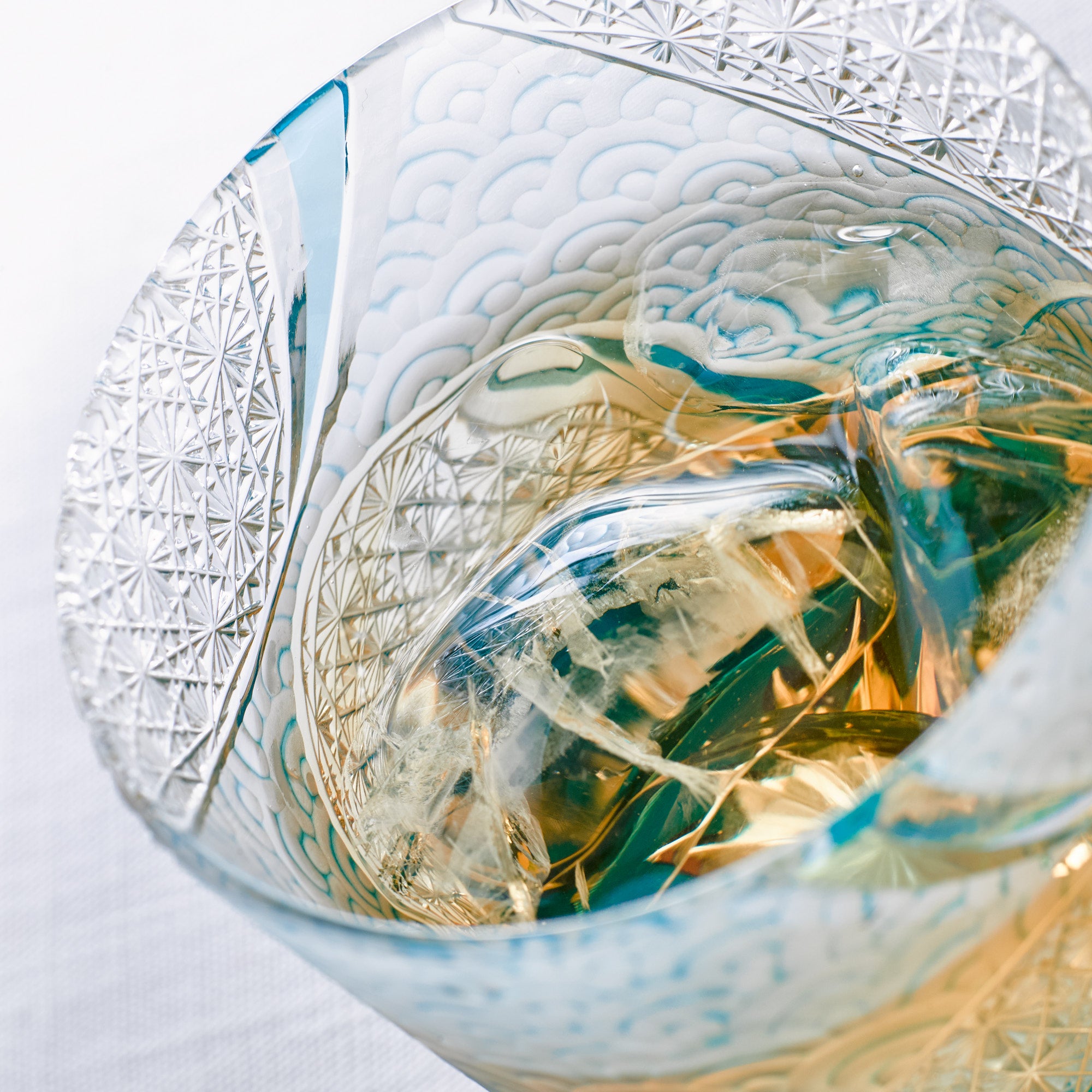 Rolling Waves Edo Kiriko Whiskey Glass