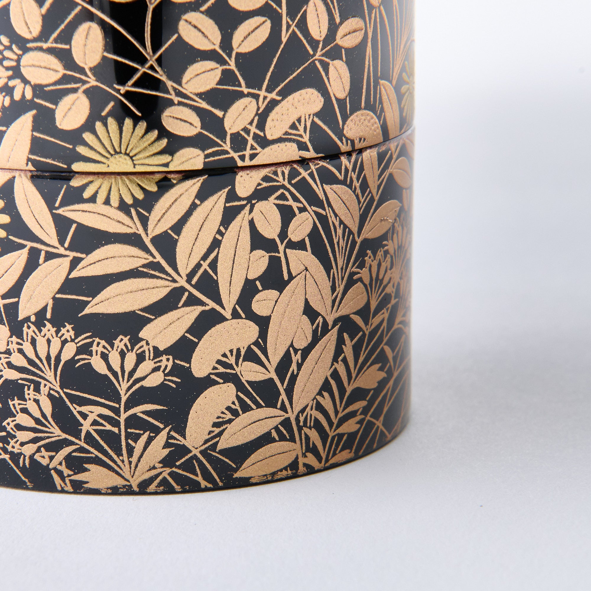 Golden Chrysanthemum and Paulownia Nakatsugi Matcha Container