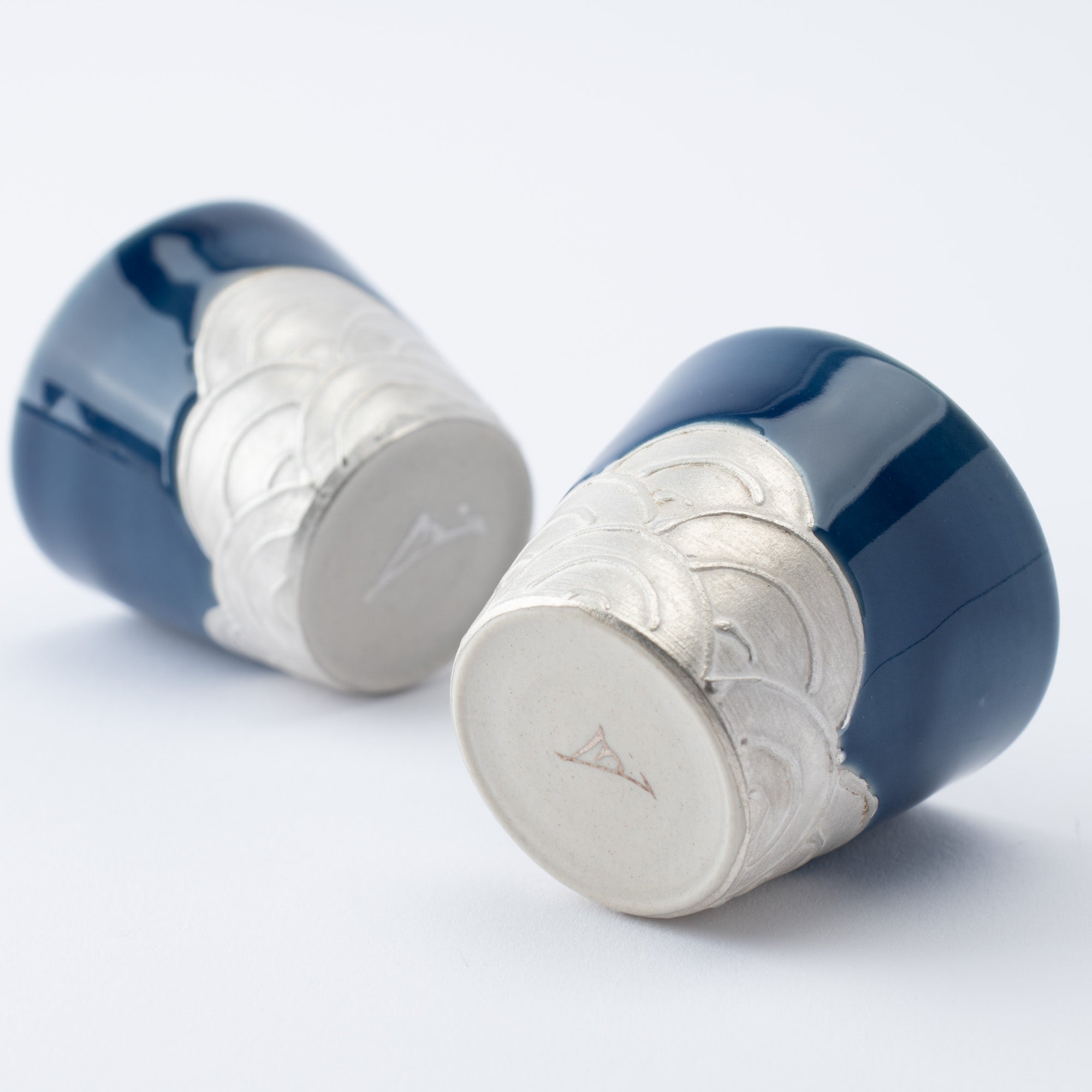 Ginsai Lapis Blue Seigaiha Wave Sake Set