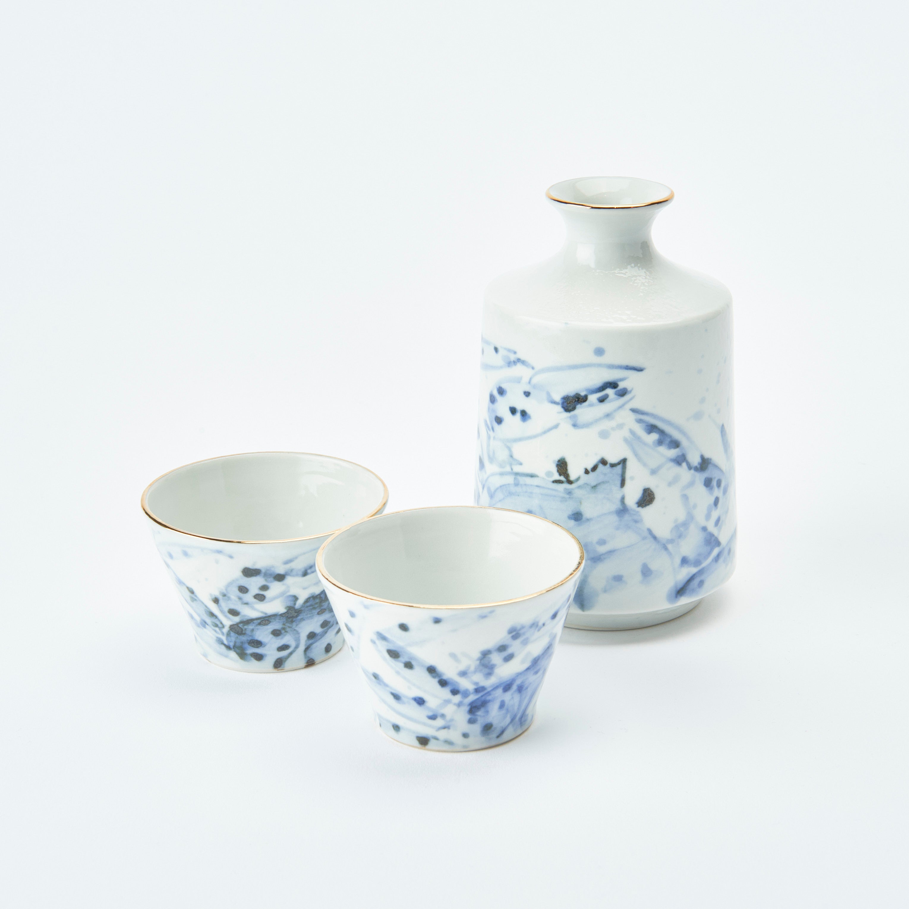 Sea Creatures in Blue Sake Set