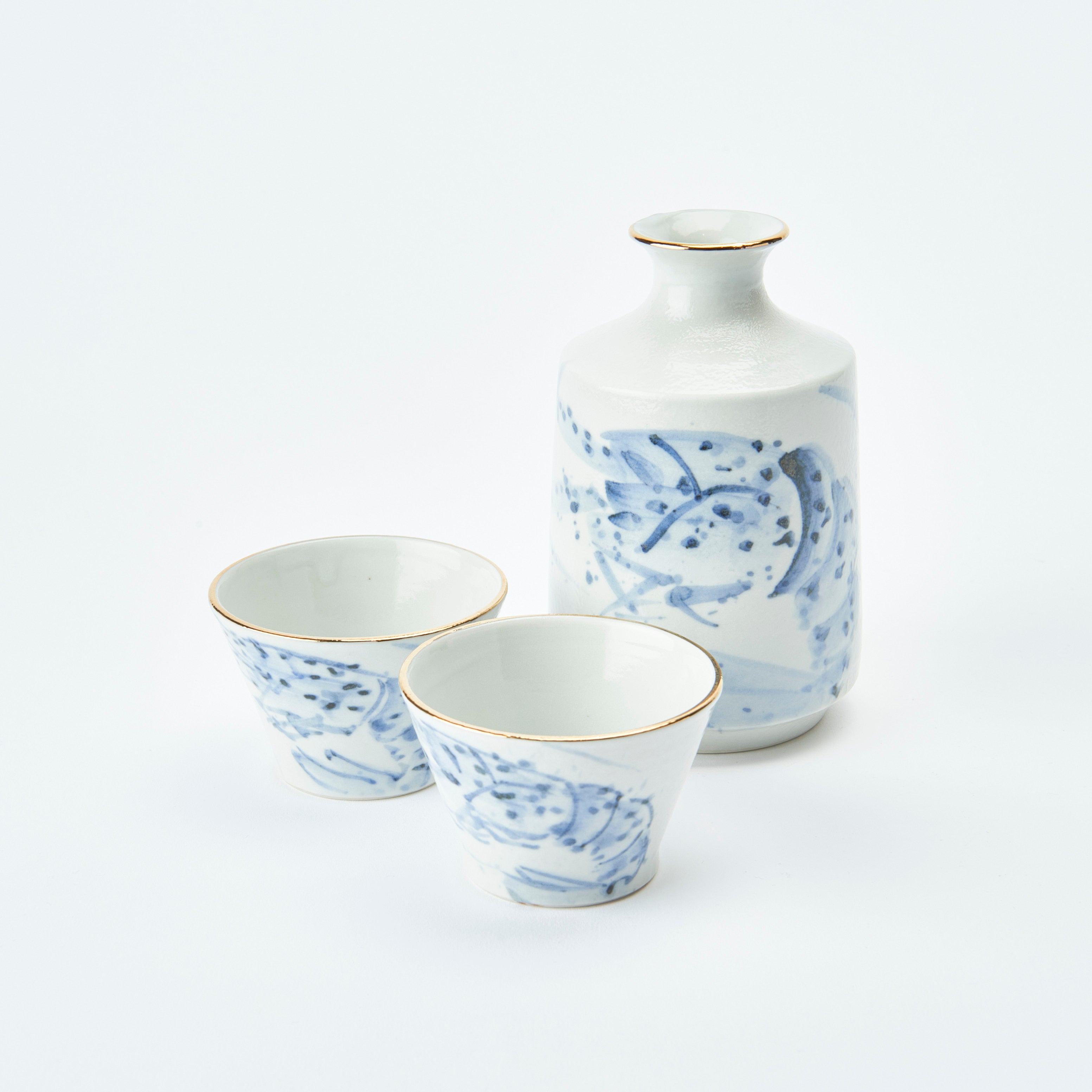 Sea Creatures in Blue Sake Set