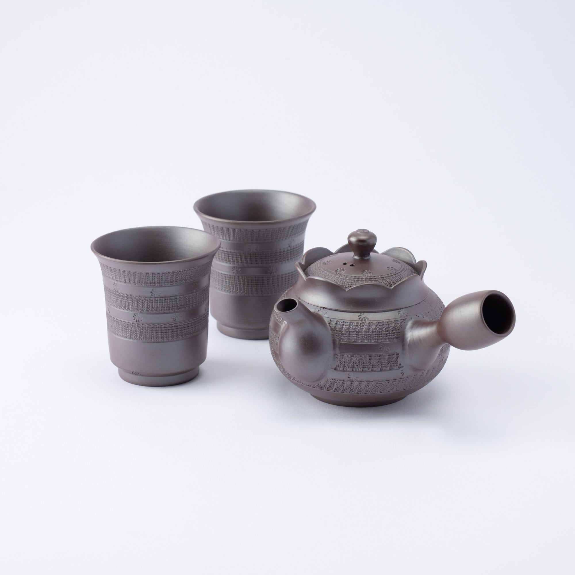 Floral Carving Japanese Tea Set