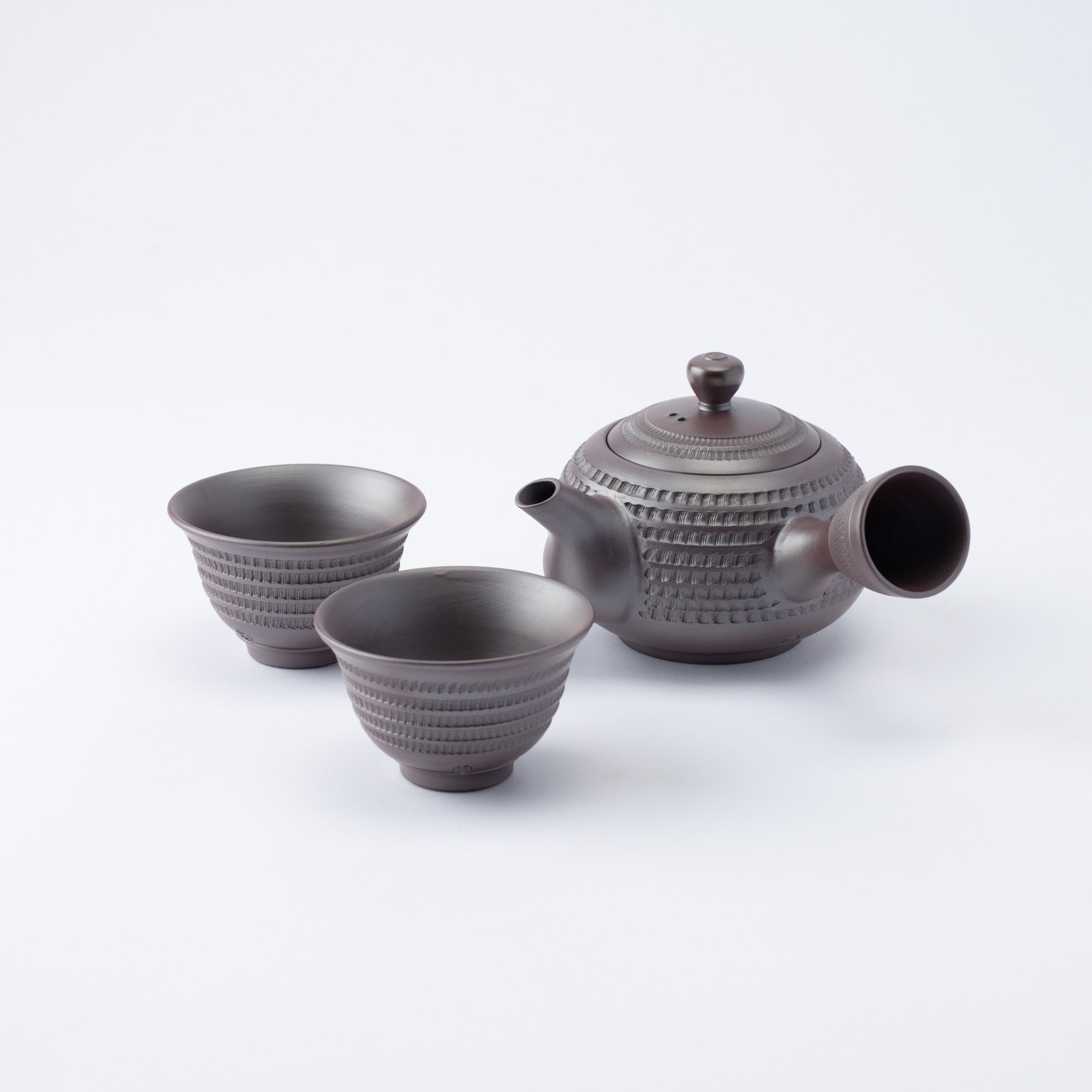 Linear Carving Japanese Tea Set