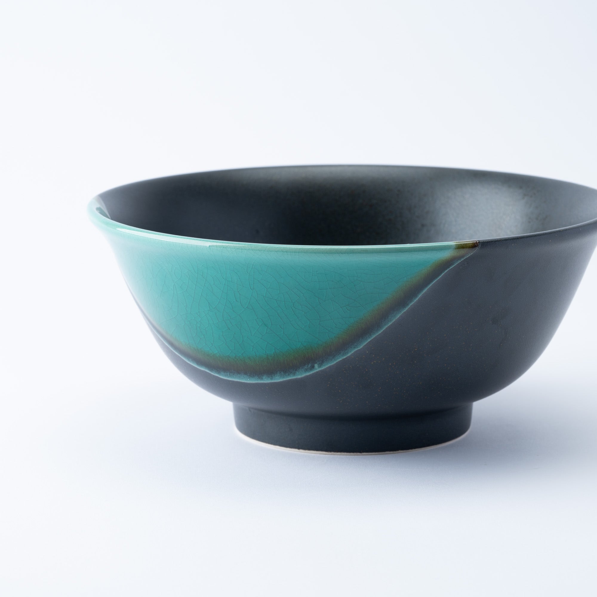 Green Sheen with Black Matte Ramen Bowl 8.9 IN