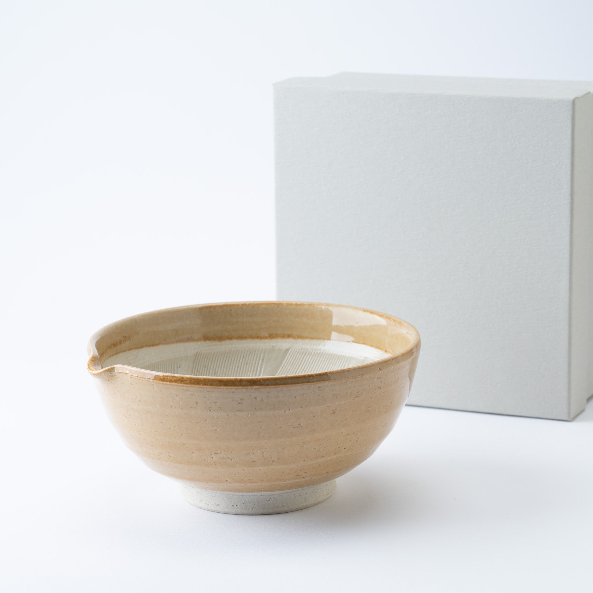 Light Brown Deep Mortar with Spout 7.1 In