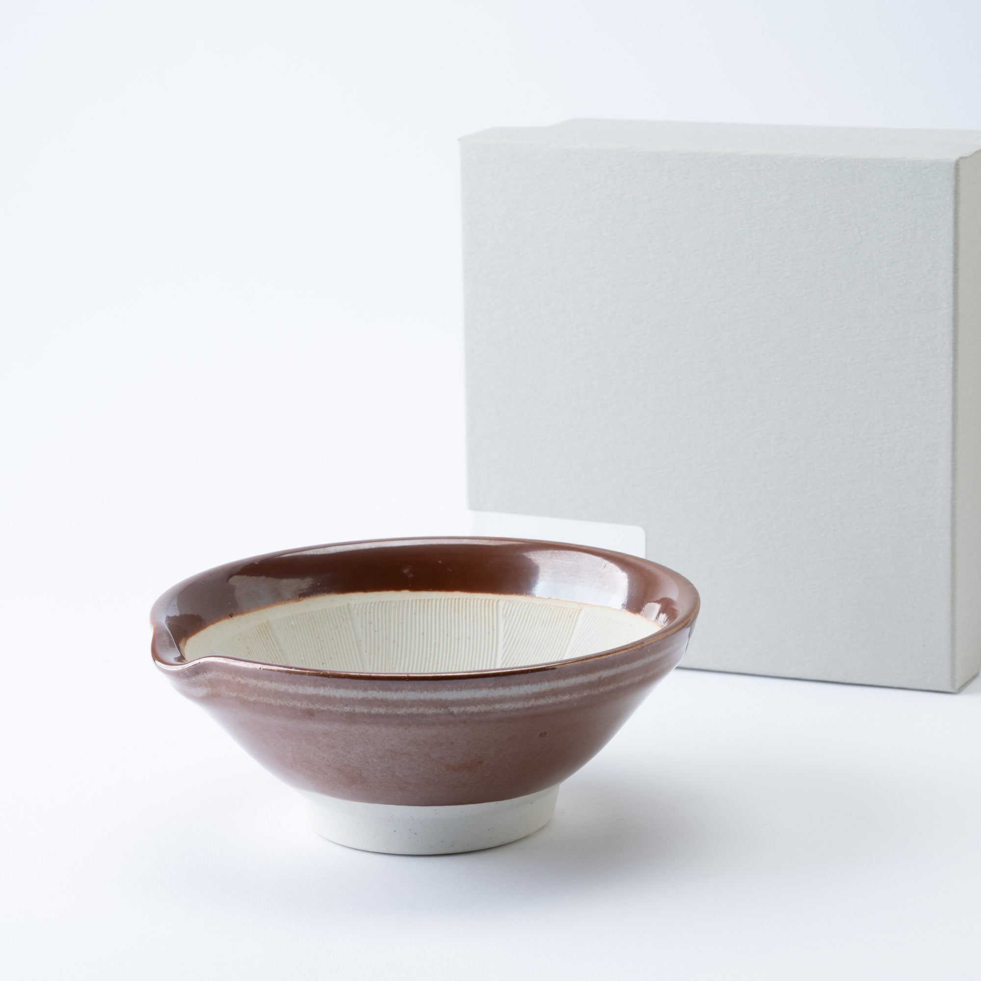 Dark Brown Mortar with Spout 7.1 In