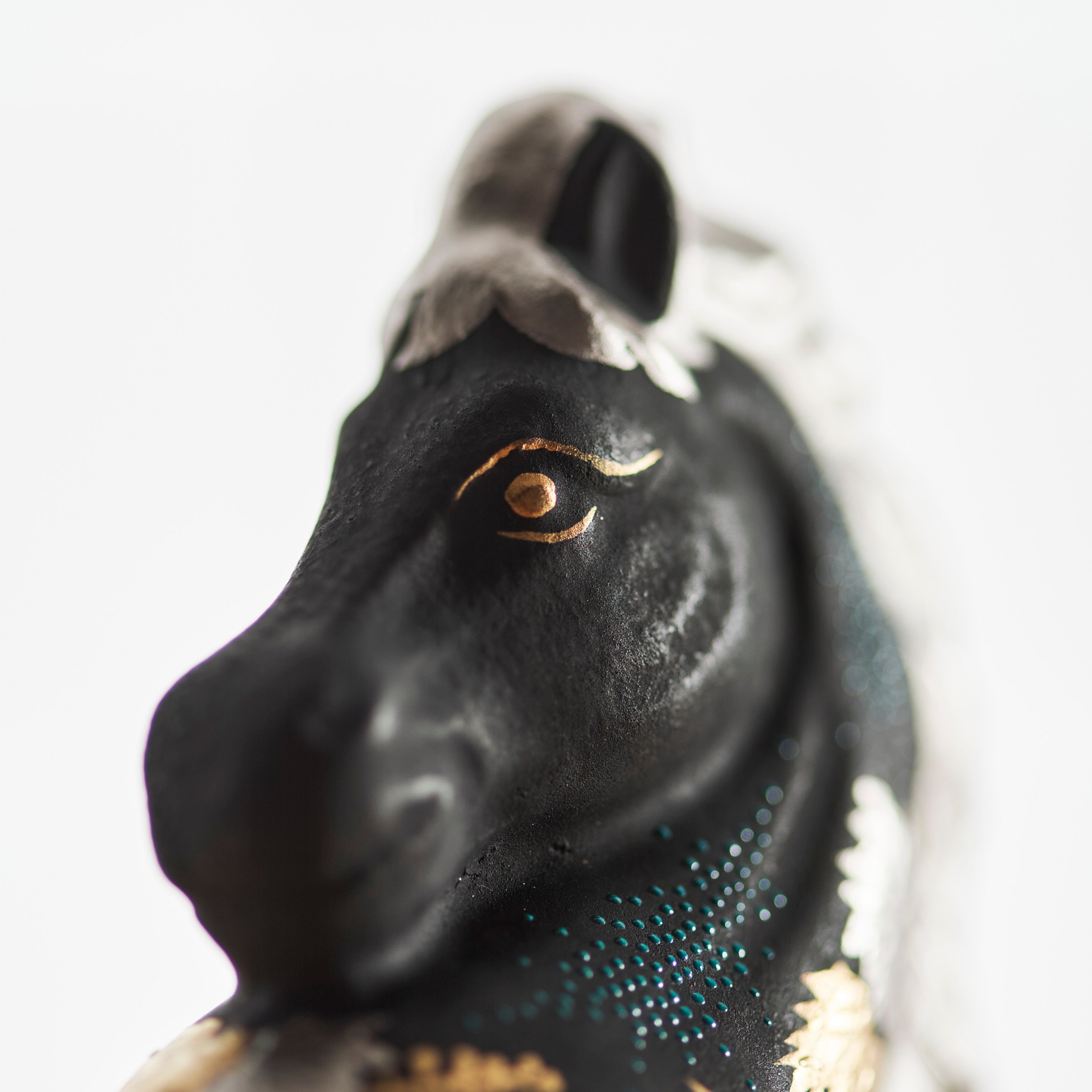 Morikin Grape Pattern Aochibu and Shirochibu Horse Figurine