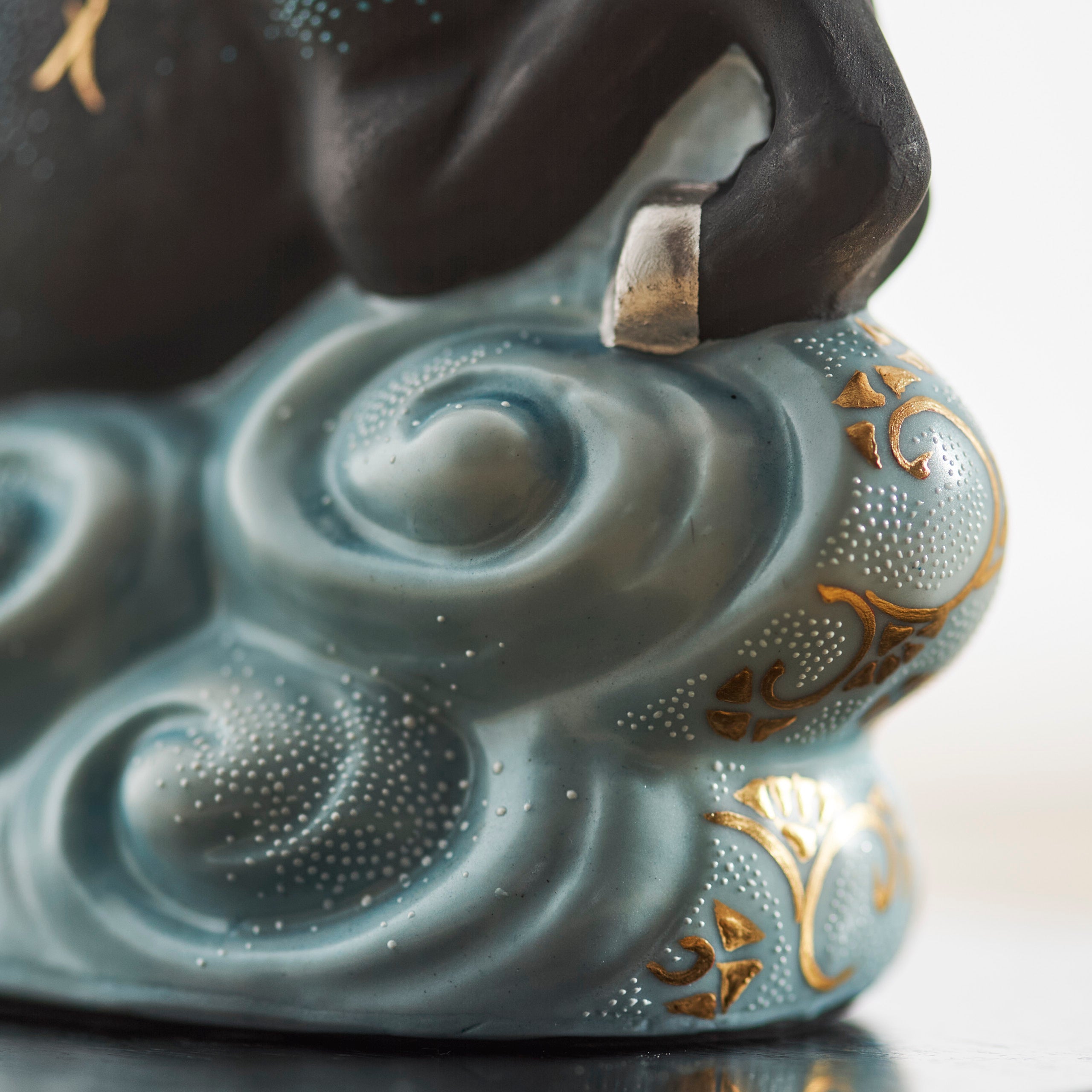 Morikin Grape Pattern Aochibu and Shirochibu Horse Figurine