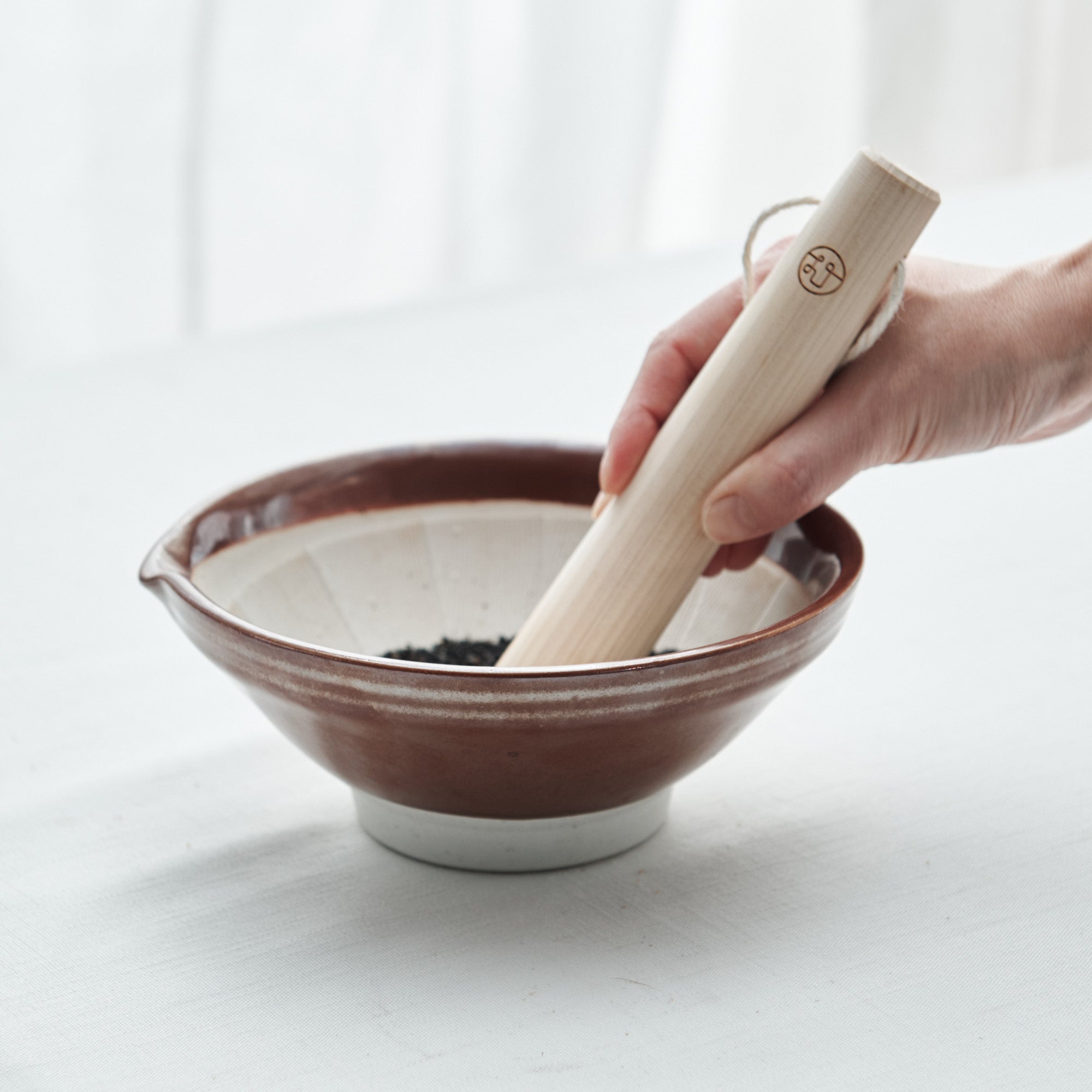 Dark Brown Mortar with Spout 7.1 In