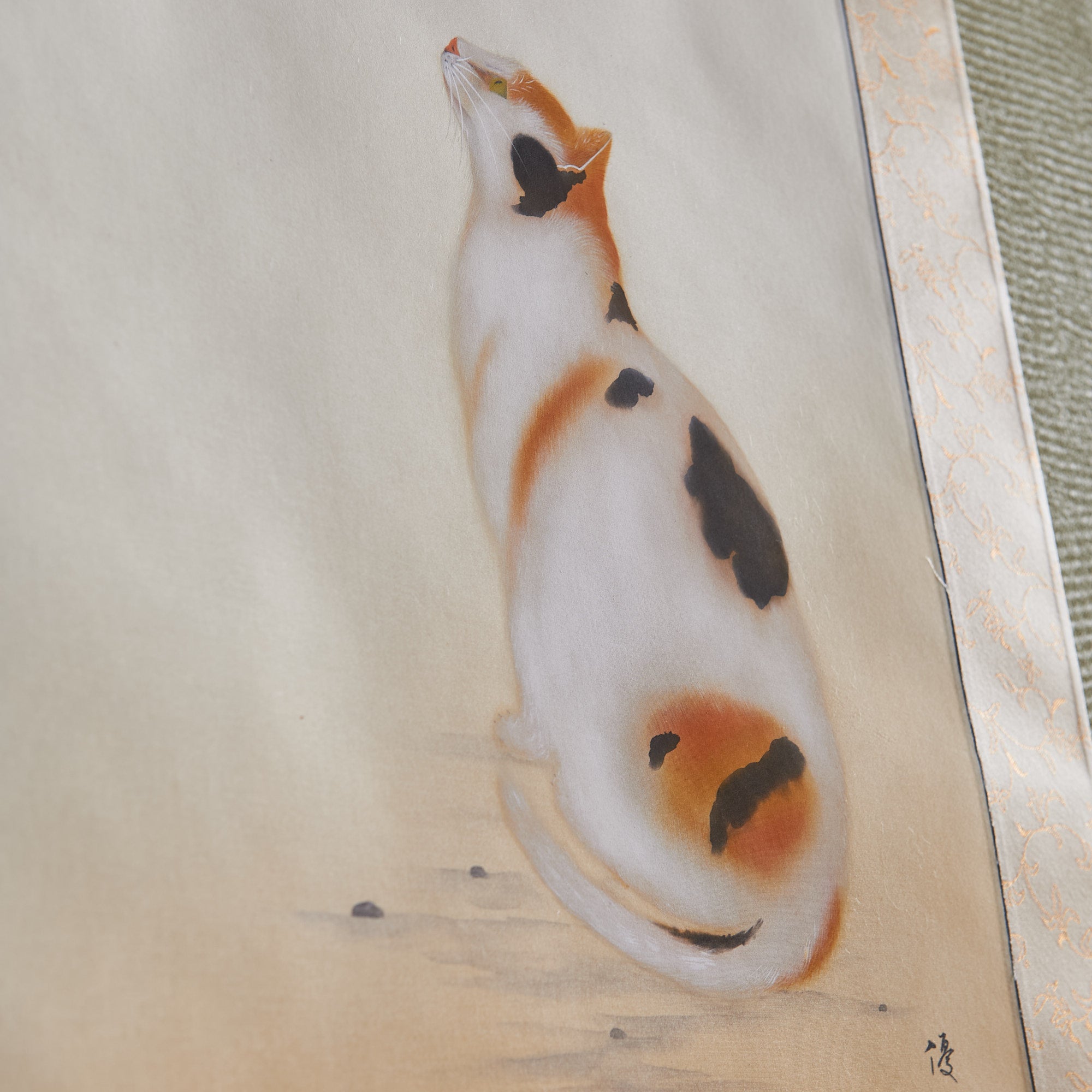 Cat and Butterfly Kakejiku Hanging Scroll