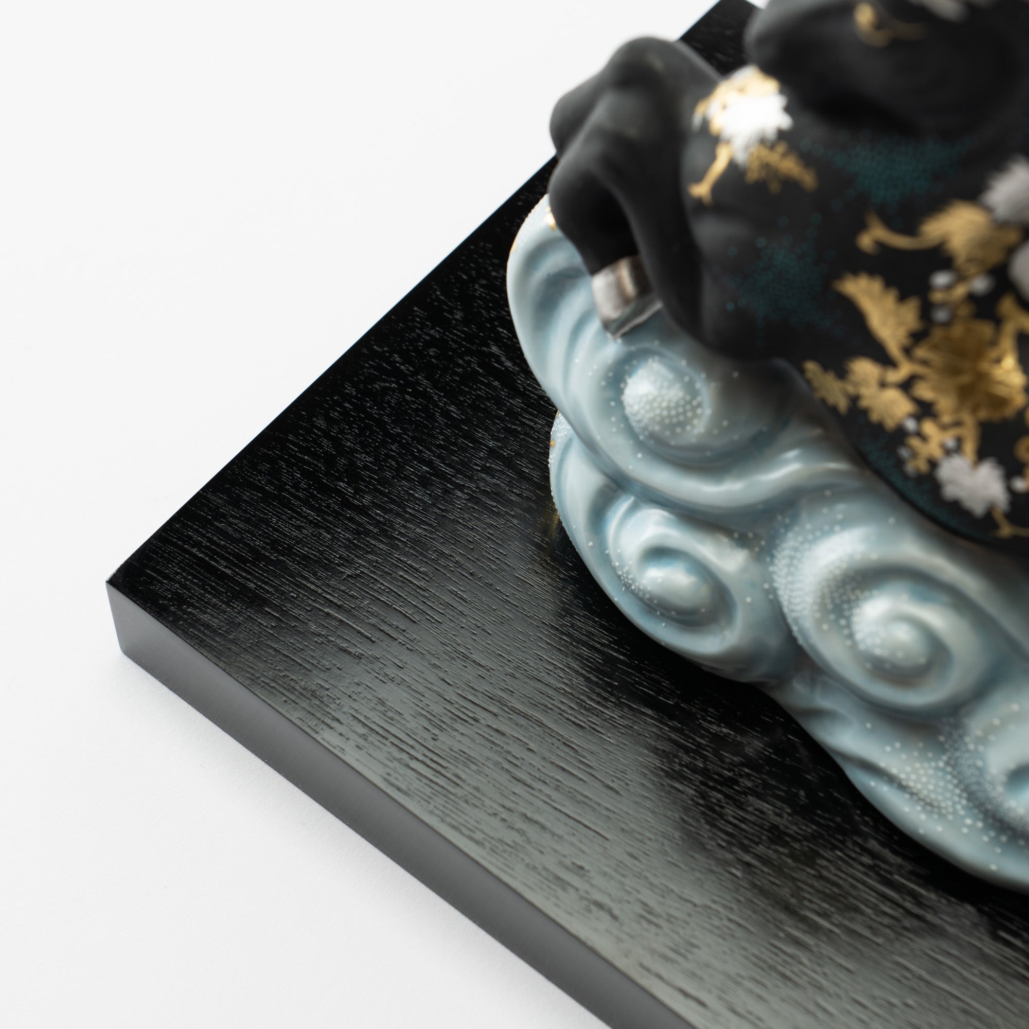 Morikin Grape Pattern Aochibu and Shirochibu Horse Figurine