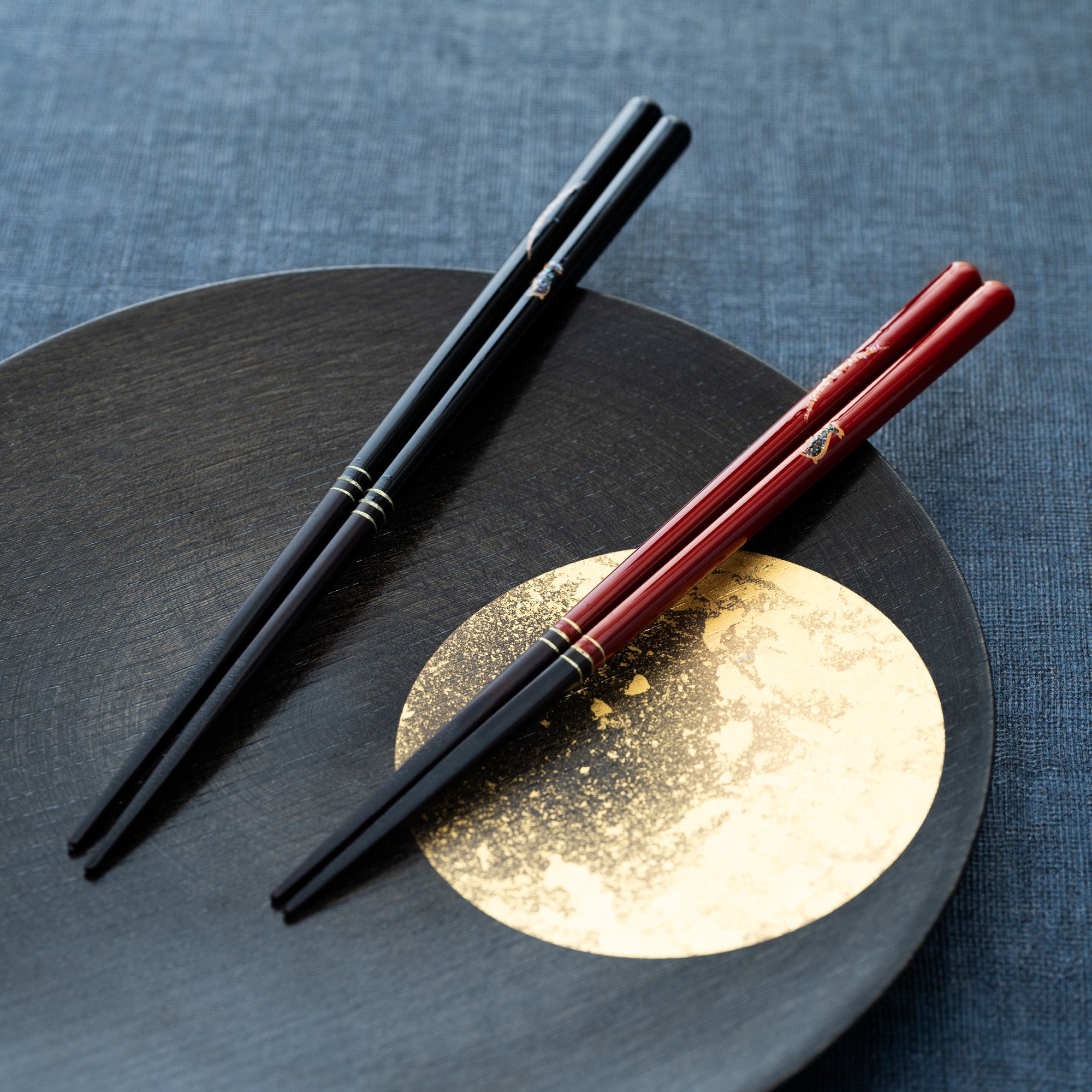 Rabbit and Moon Shell Inlay Chopsticks Pair Set