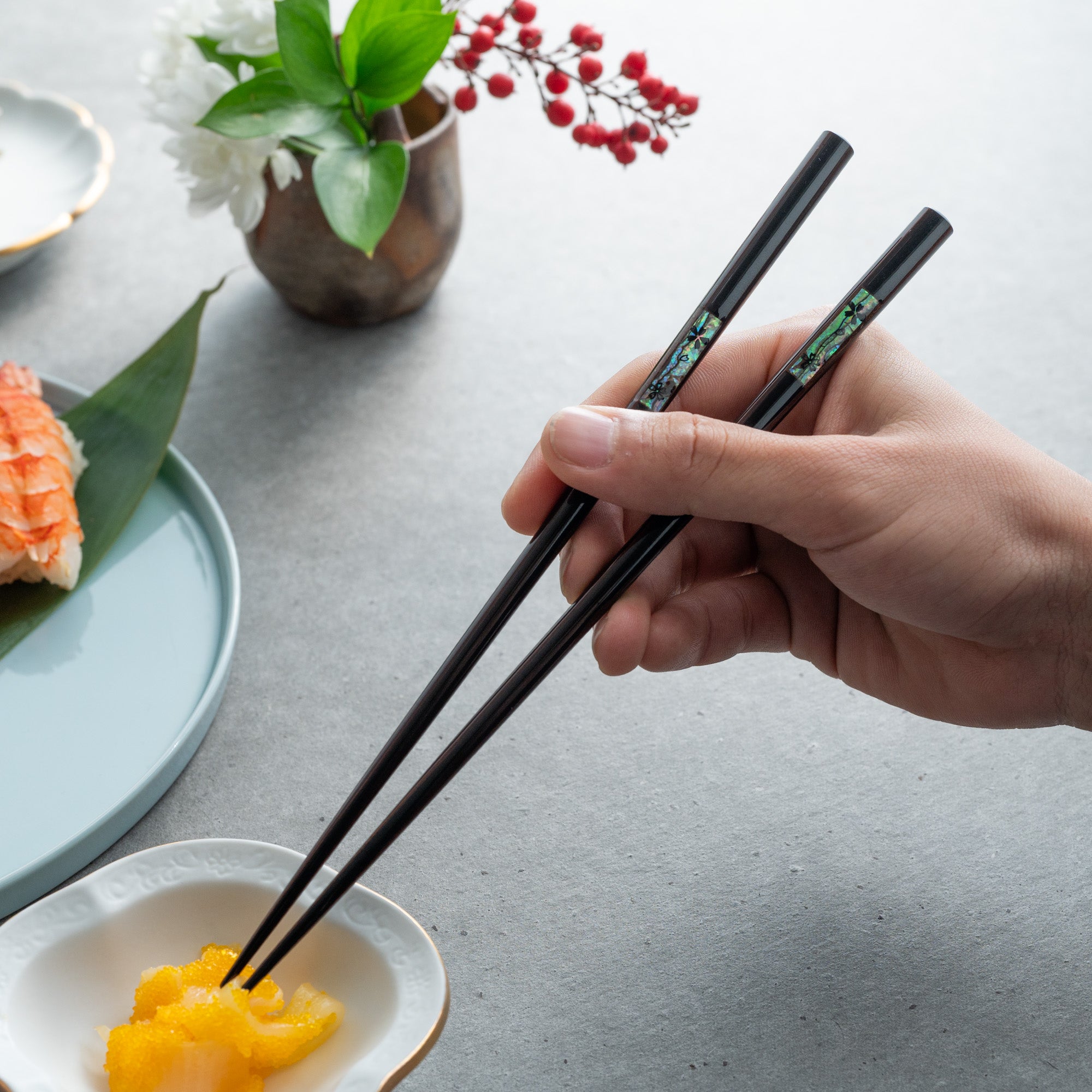 Blooming Sakura Shell Inlay Chopsticks Pair Set