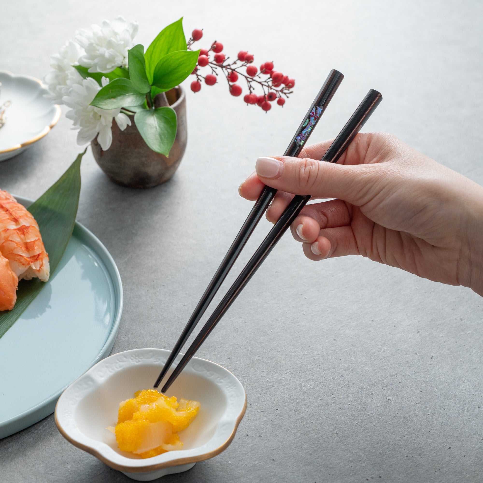 Blooming Sakura Shell Inlay Chopsticks Pair Set