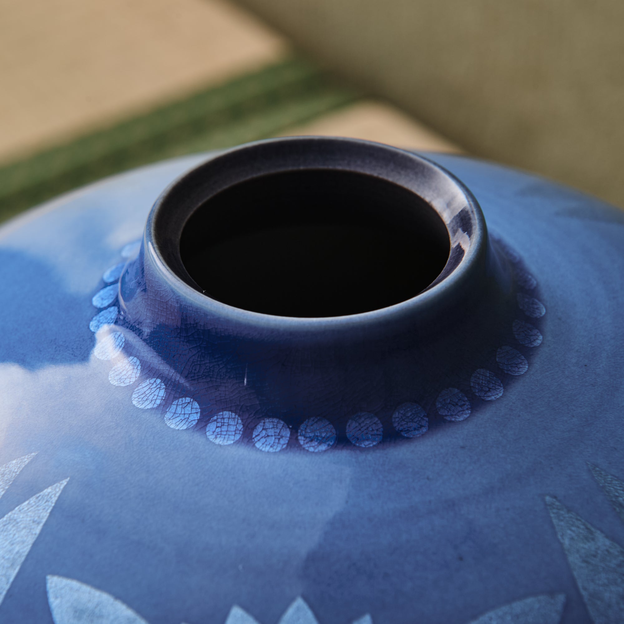 Yuri-Ginsai Pale Azure Flower Pattern Vase