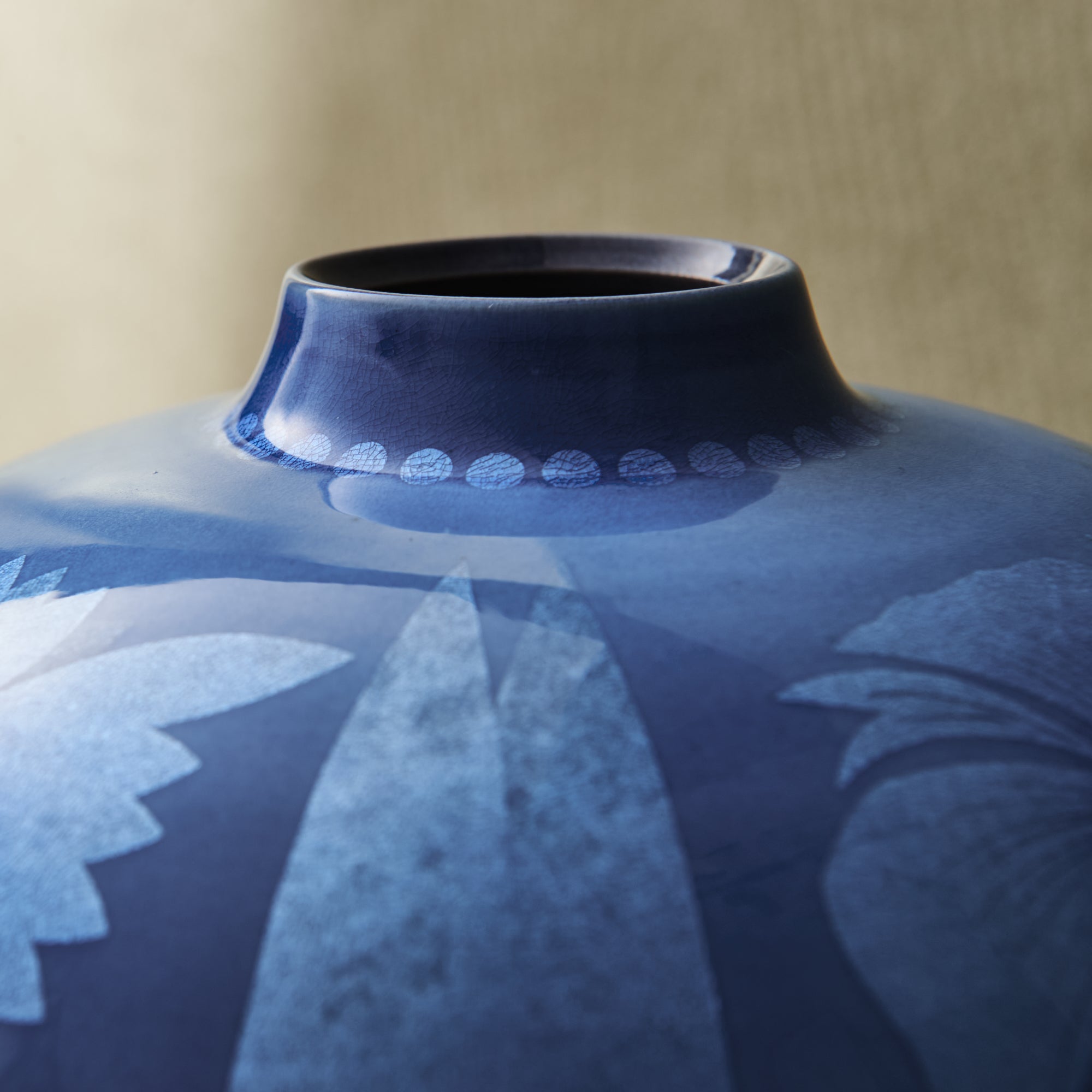 Yuri-Ginsai Pale Azure Flower Pattern Vase