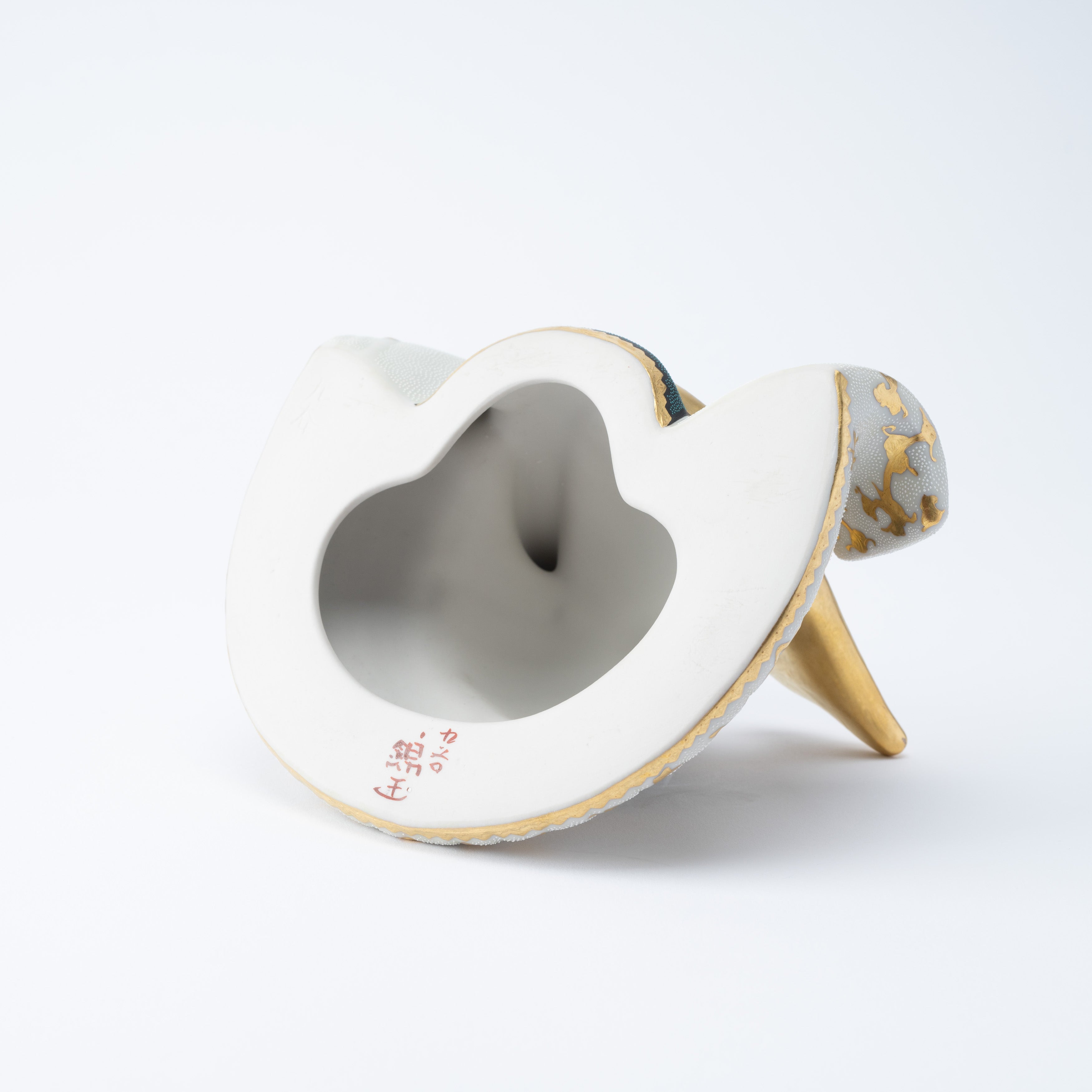 Morikin Aochibu und Shirochibu Hosoge Muster Kabuto Samurai Helm Ornament