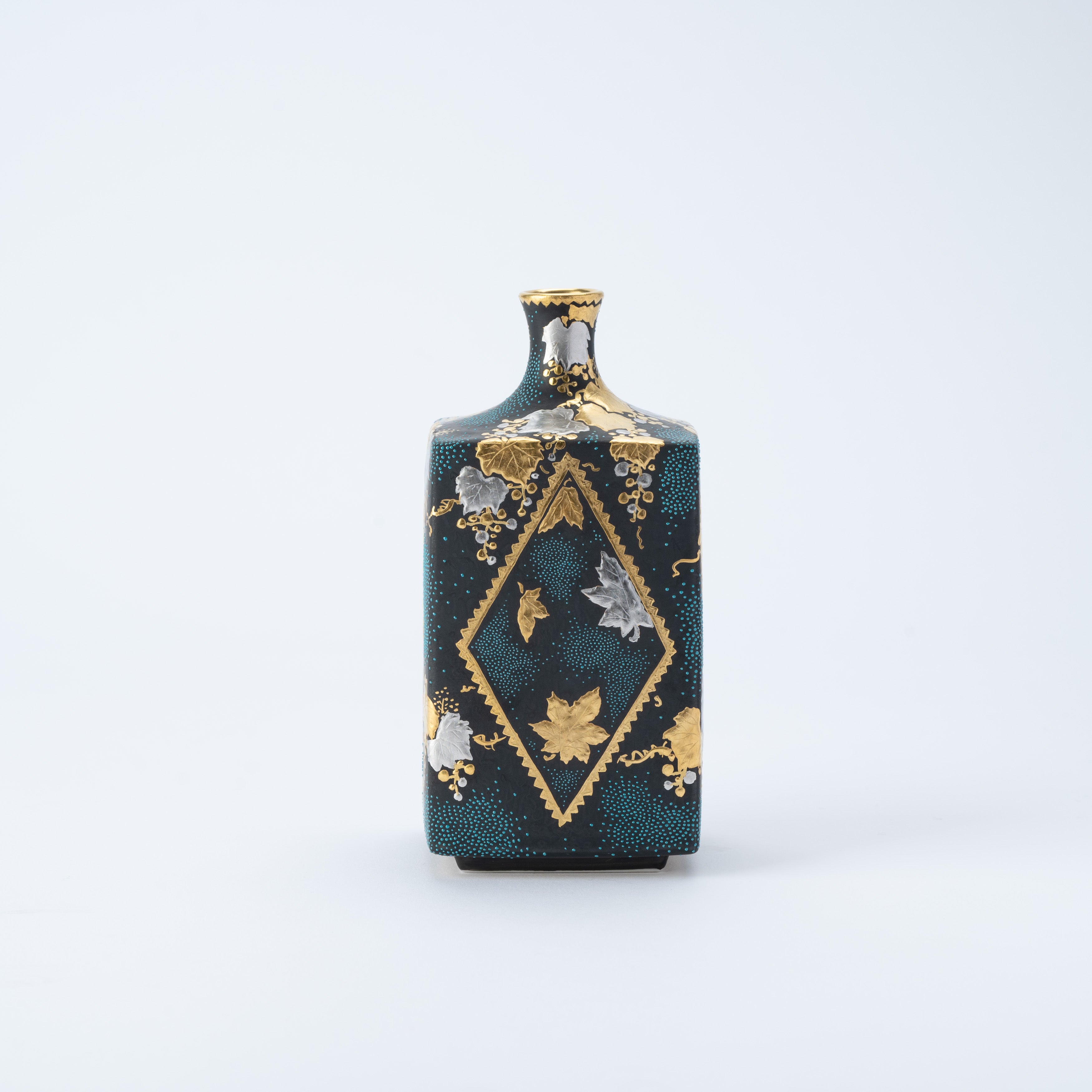 Morikin Aochibu Grape with Sakura and Maple Leaves Vase