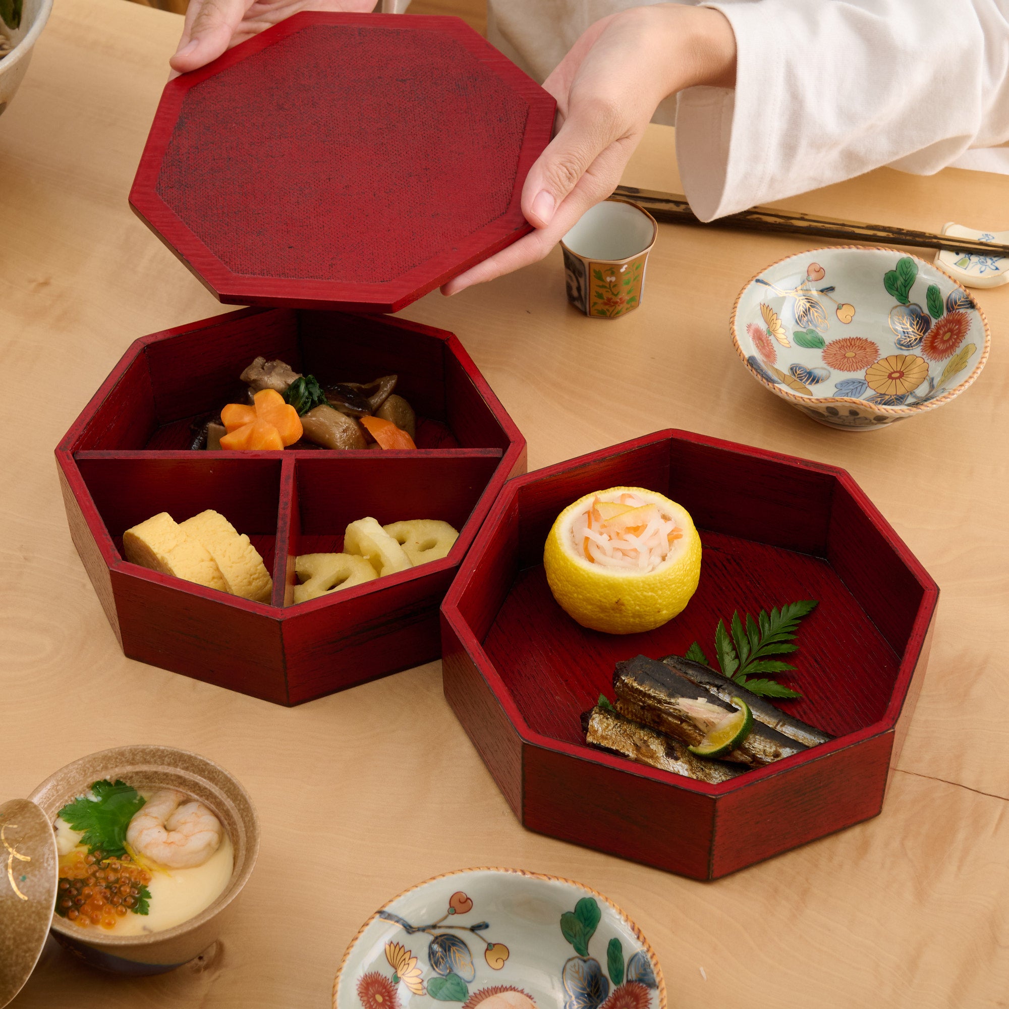 Negoro Yamanaka Lacquerware Two Tiers Jubako Bento Box