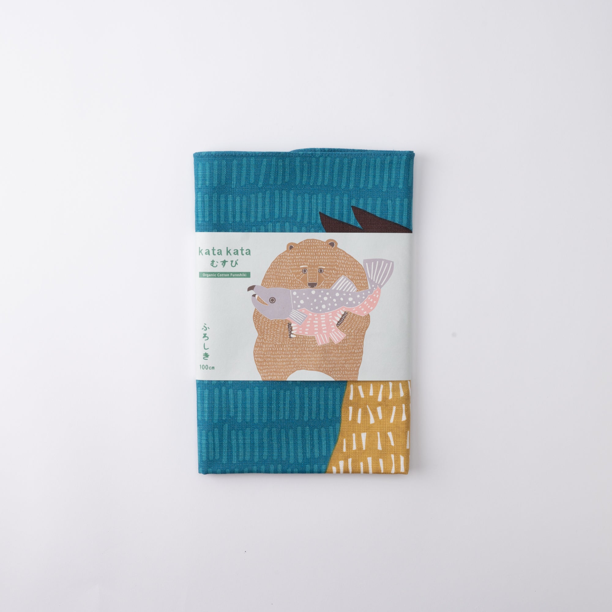 Bear and Salmon Organic Cotton Furoshiki 39 IN