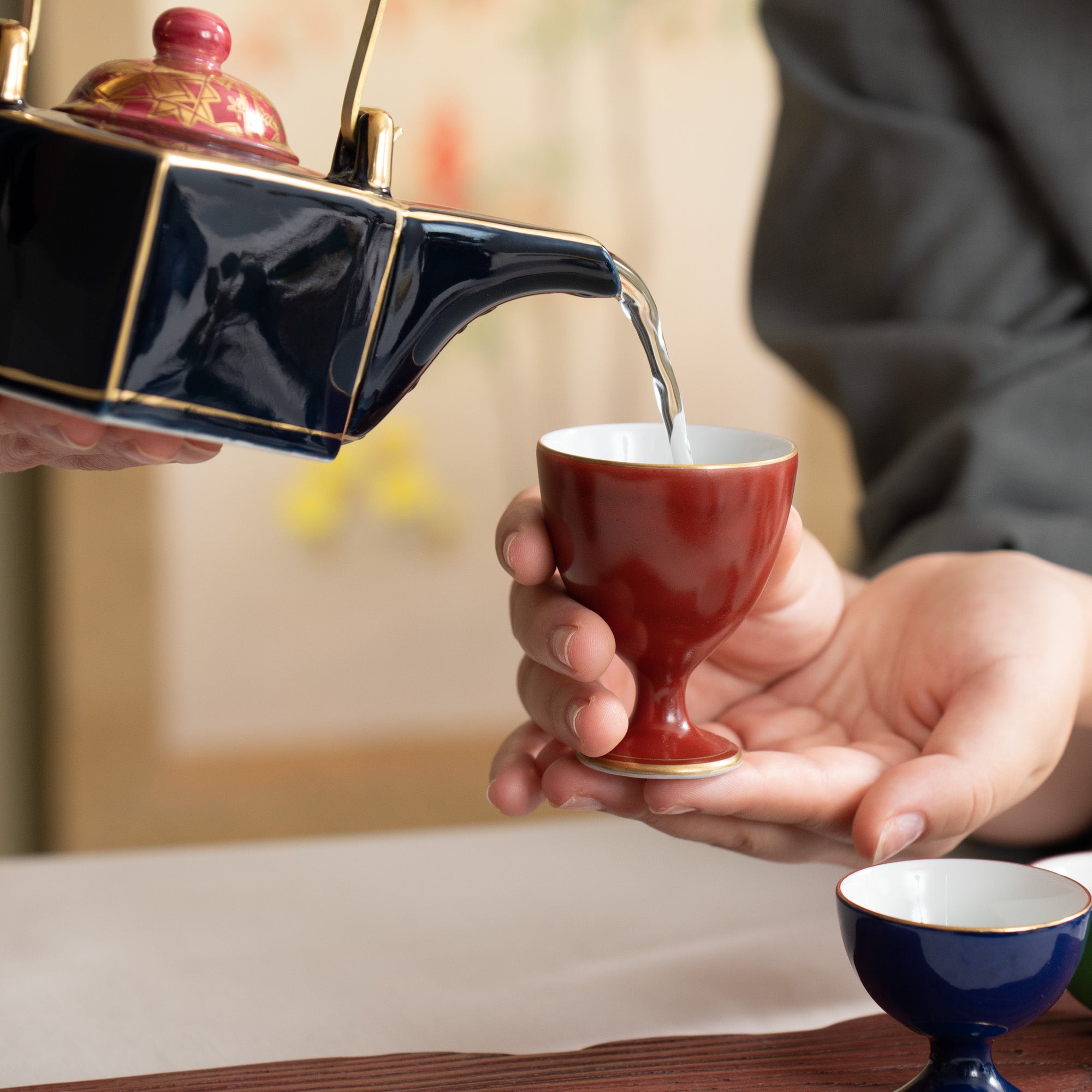 Bengara Red Sakazuki Flat Sake Cup