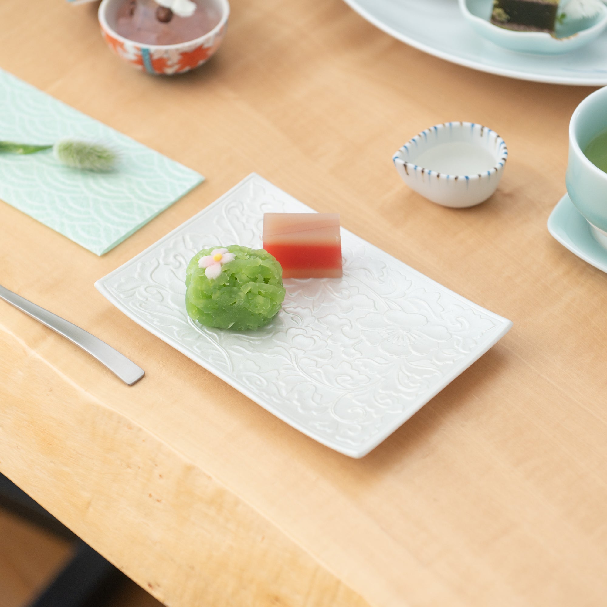 Rectangle Silver Sarasa Pattern Plate