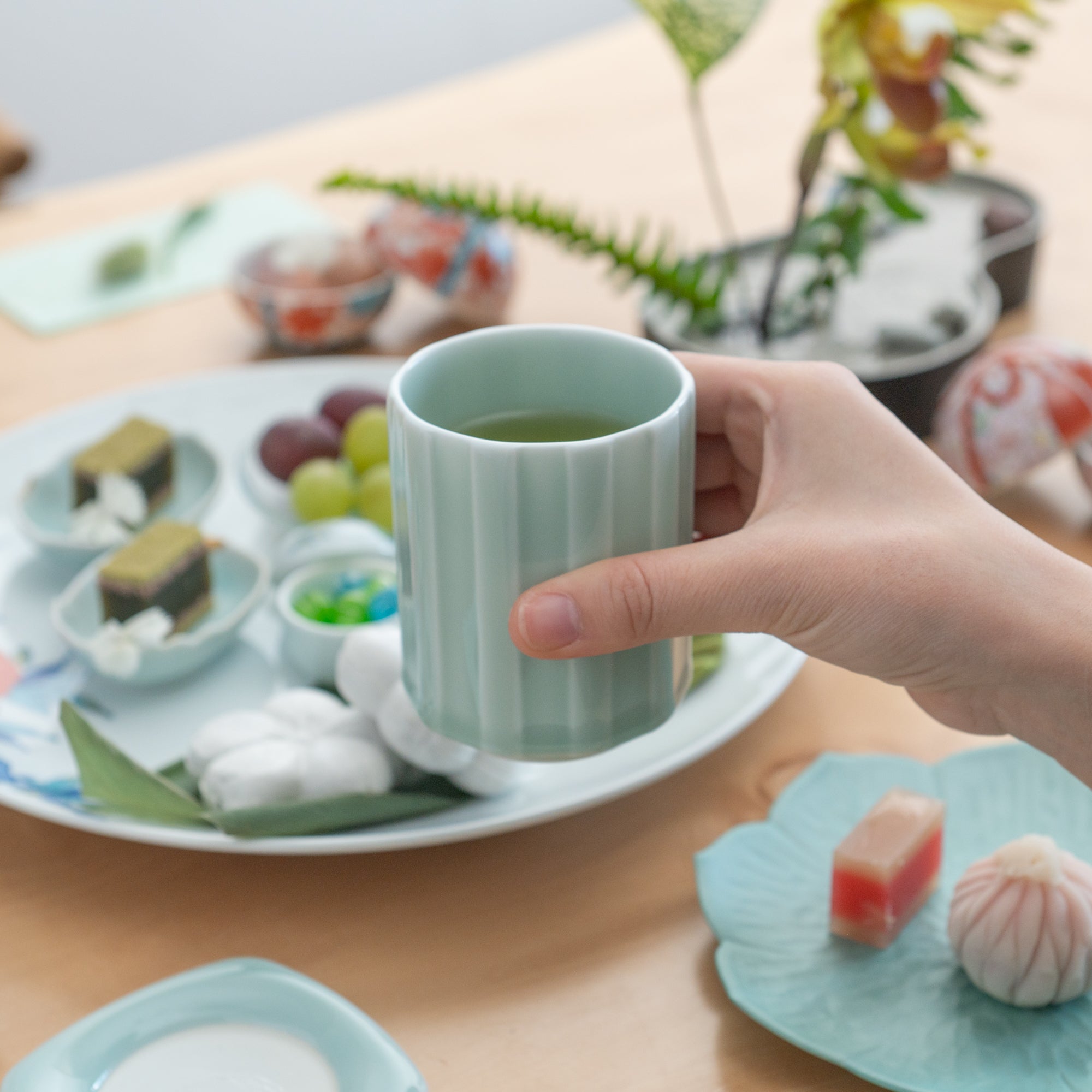 Tokusa Celadon Yunomi Japanese Teacup