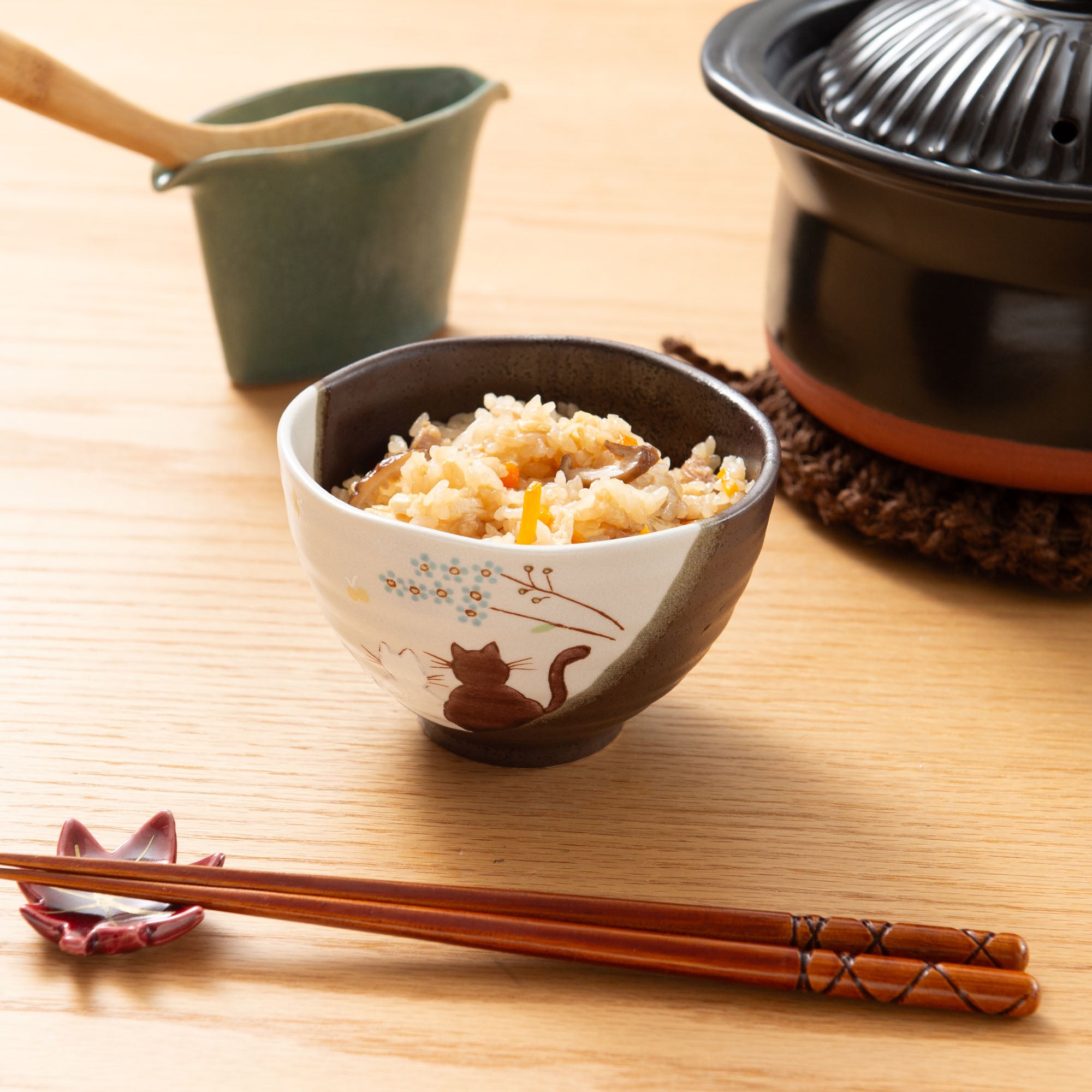 Cats In Sunny Spot Japanese Rice Bowl
