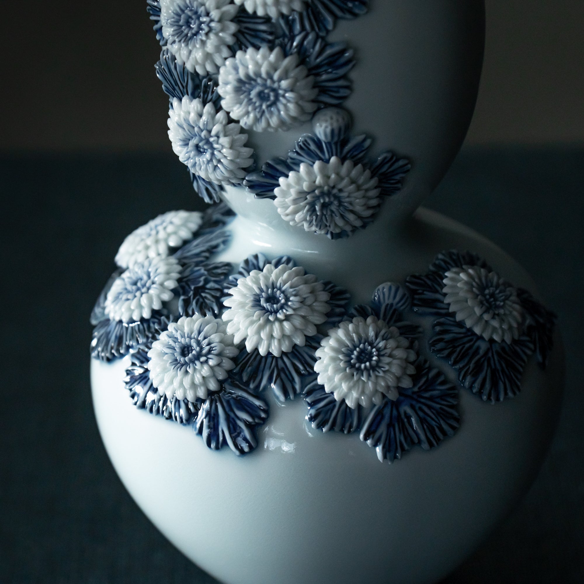 Diamant-Chrysanthemen-Sometsuke-Blumenvase