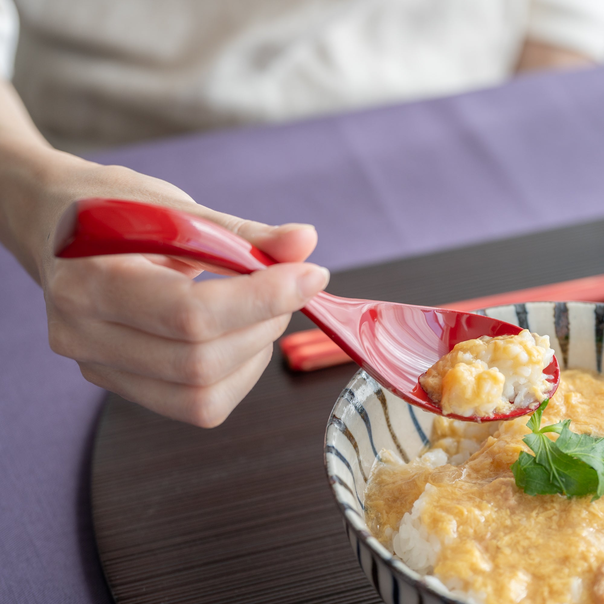 Curved Lacquered Ramen Spoon
