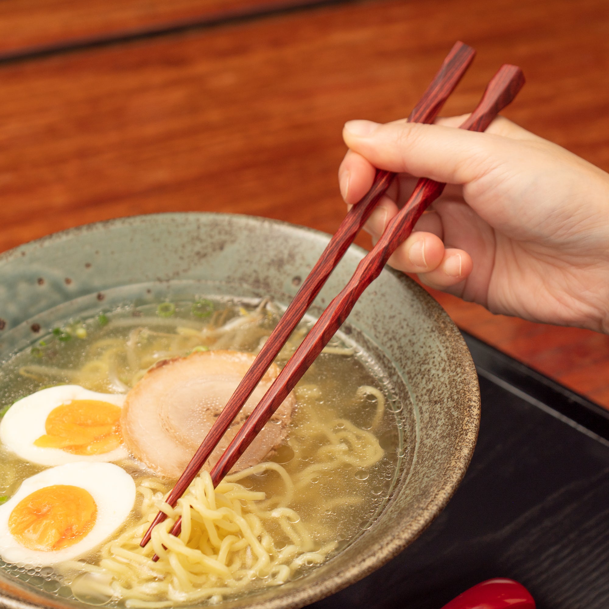 Wavy Grip Wood Grain Chopsticks
