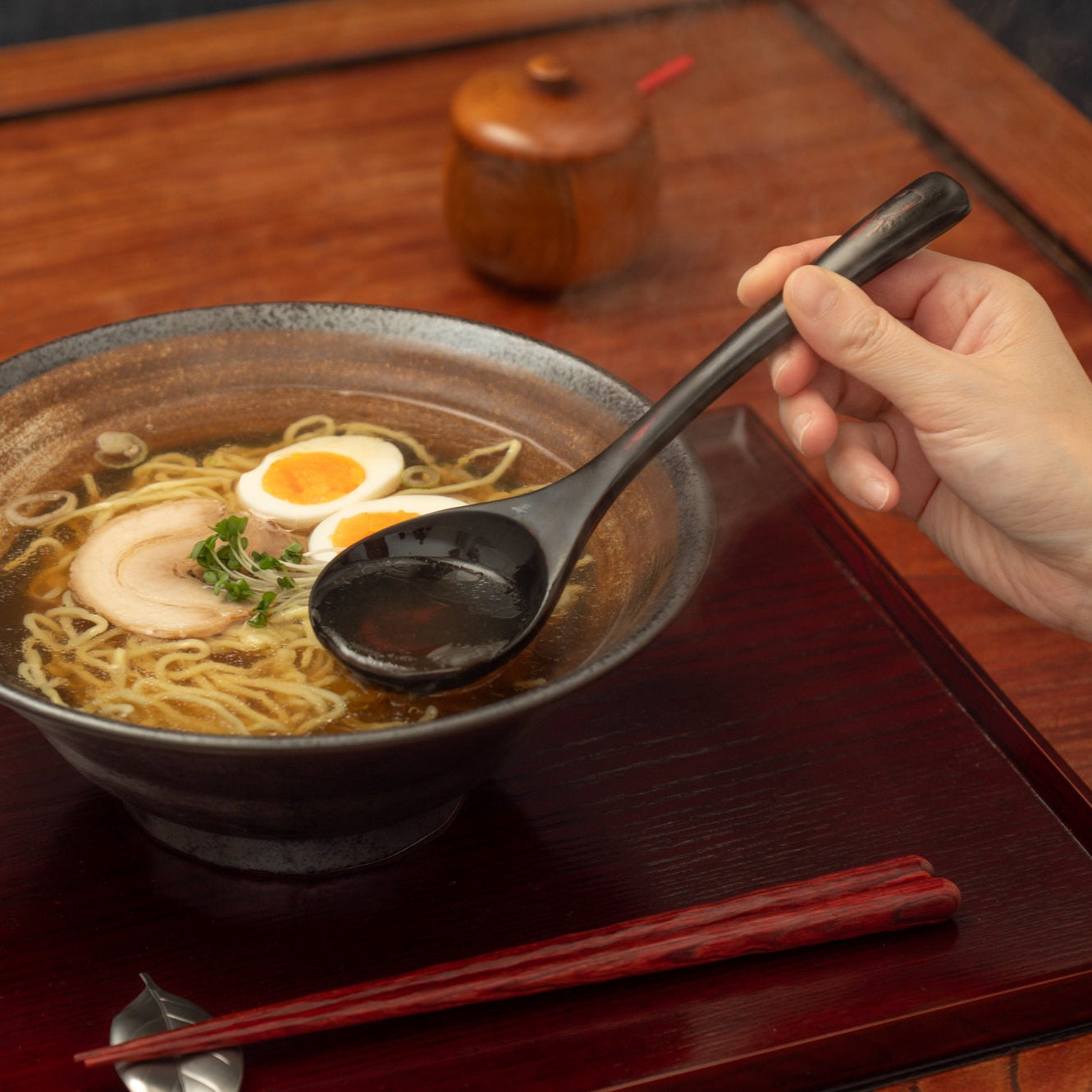 Round Lacquered Ramen Spoon