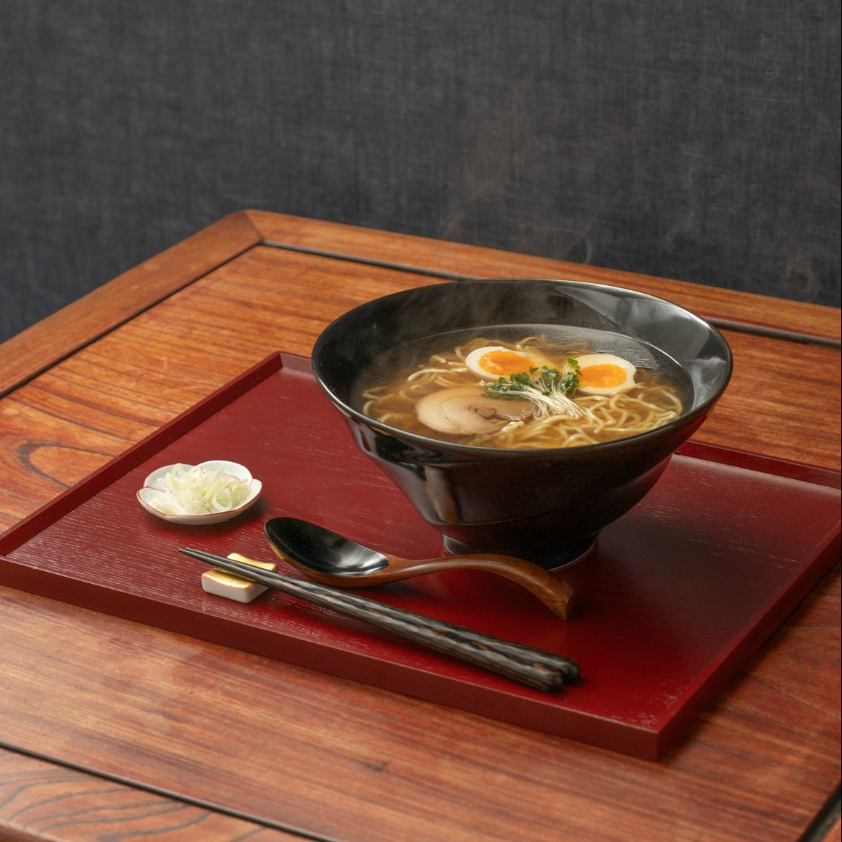 Wood Grained Lacquerware Serving Tray