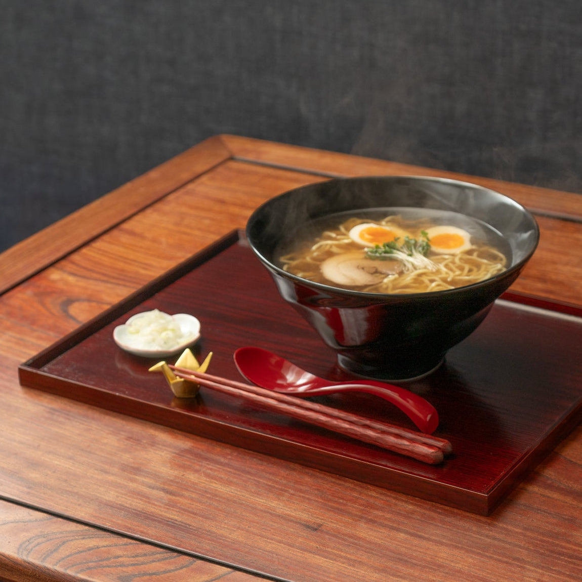 Wood Grained Lacquerware Serving Tray