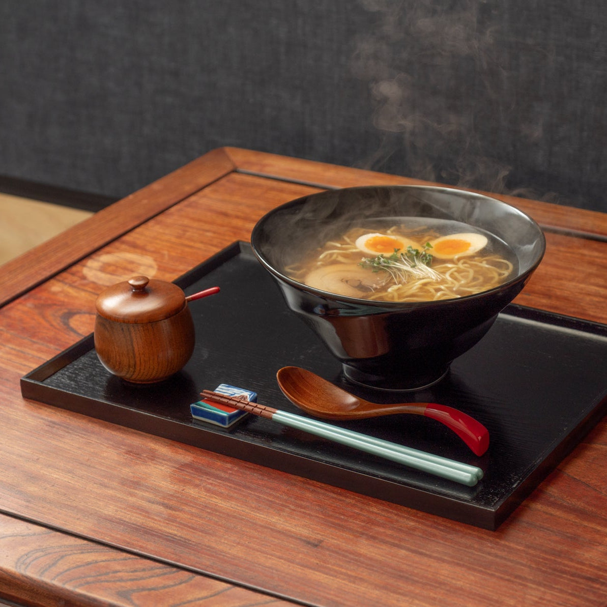 Wood Grained Lacquerware Serving Tray
