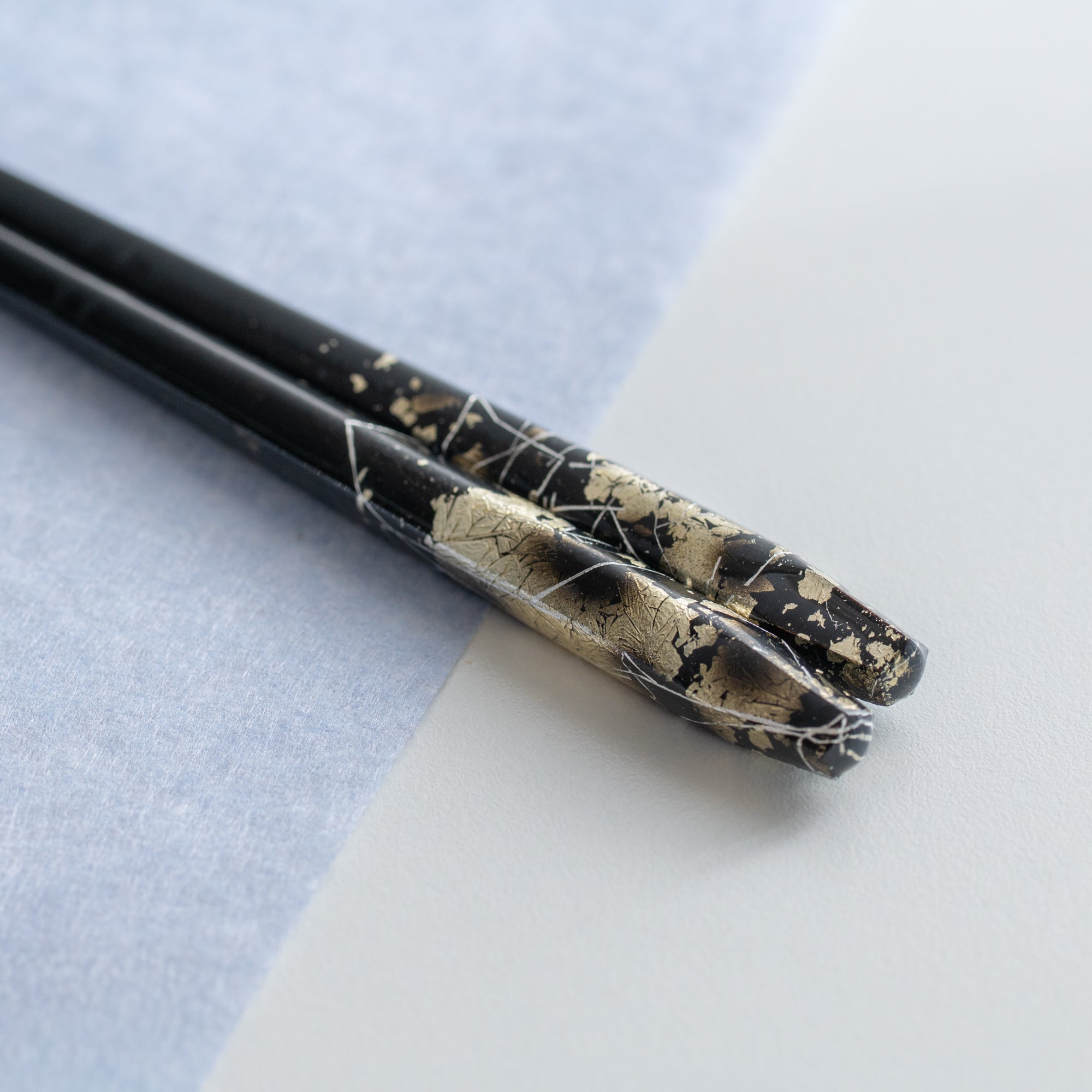 Gold & Silver Leaf Chopsticks Pair Set with Chopstick Rests