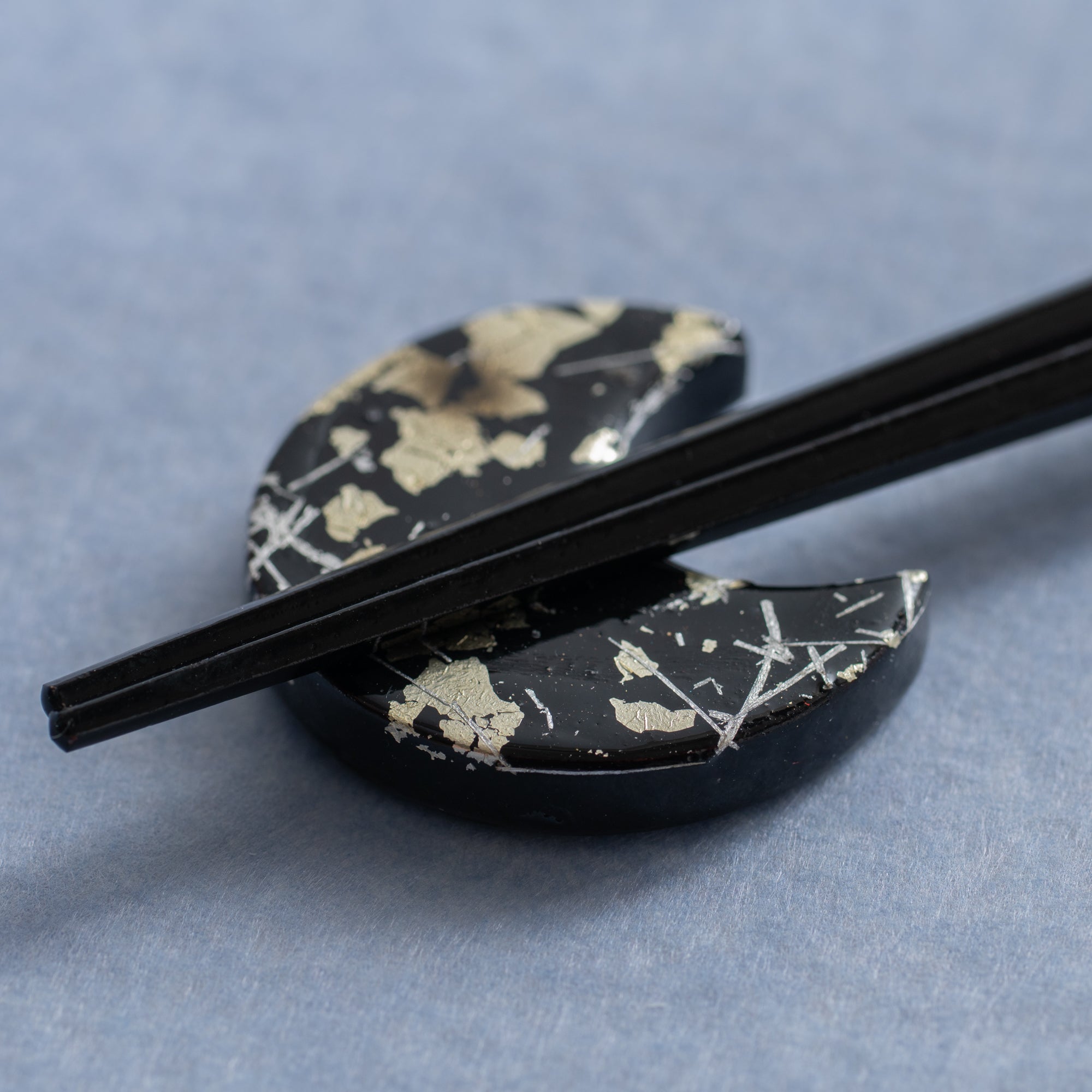 Gold & Silver Leaf Chopsticks Pair Set with Chopstick Rests