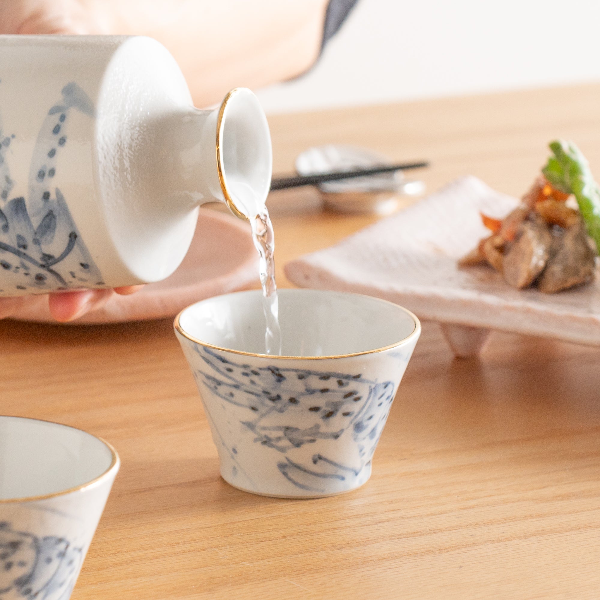 Sea Creatures in Blue Sake Set