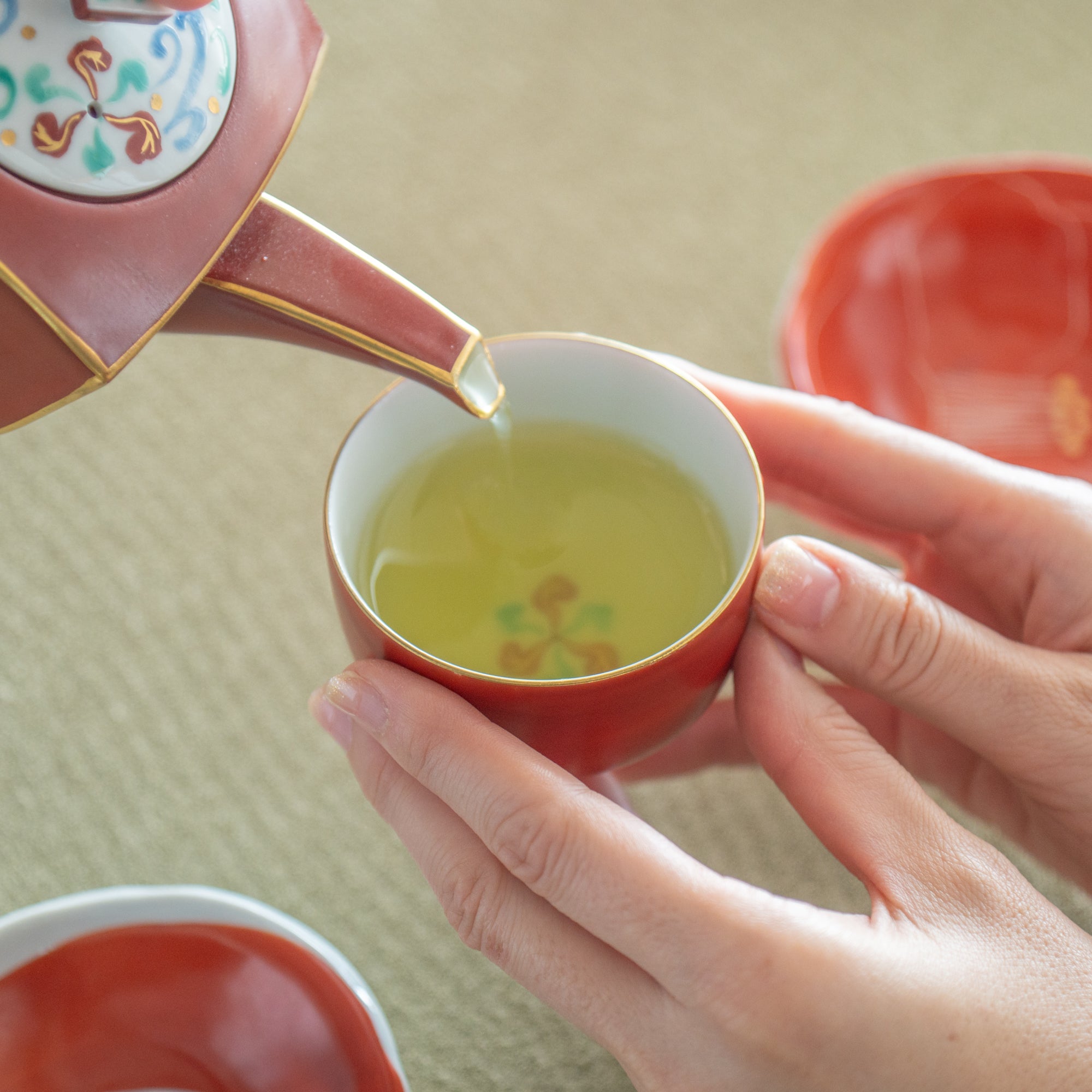 Gold Gefüttert Rot Japanische Teetasse