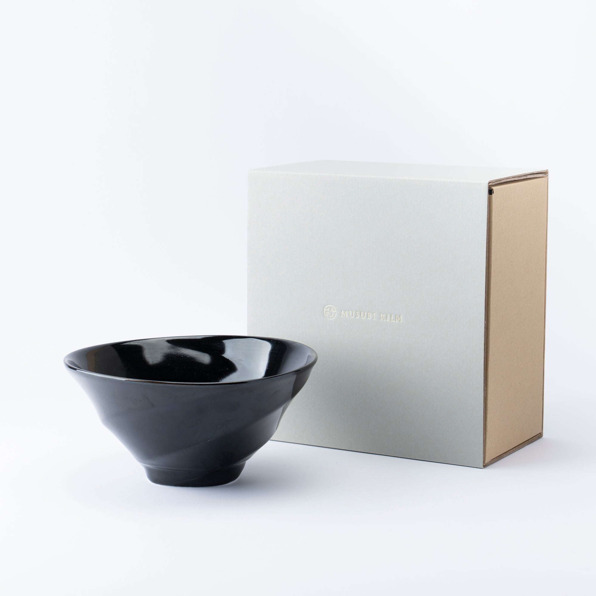 Black Spiral Ramen Bowl 8.5 IN