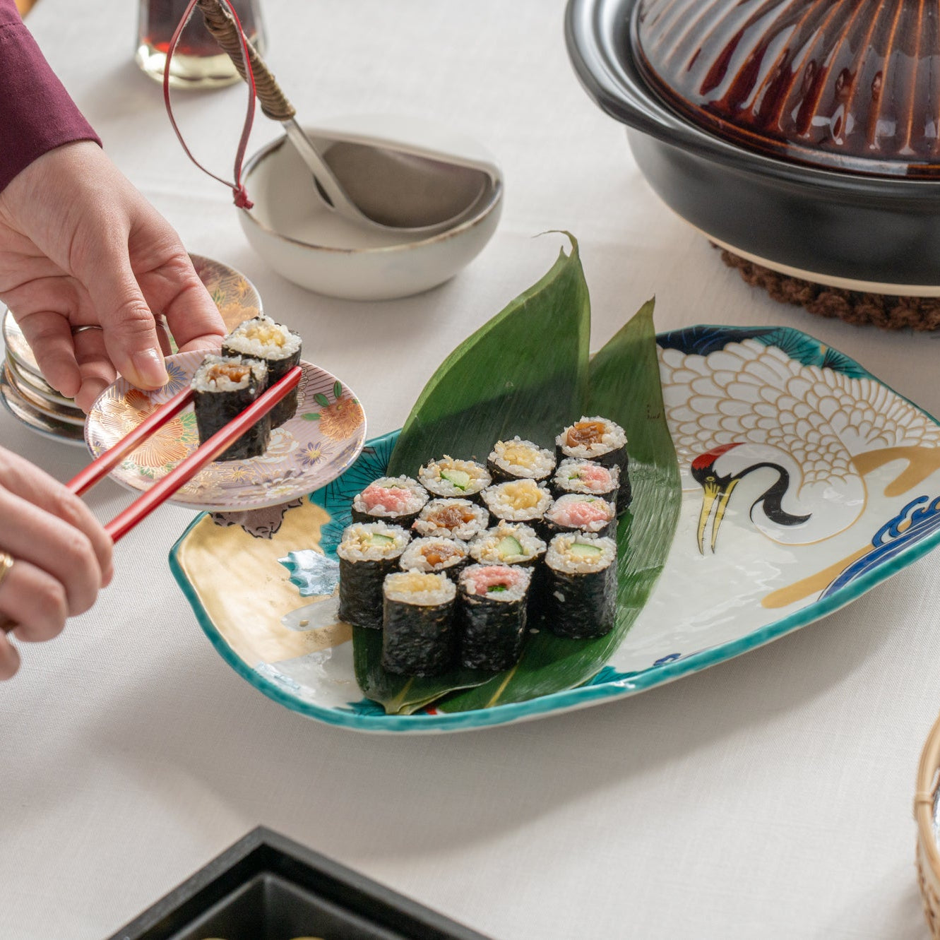 Plato de grulla blanca