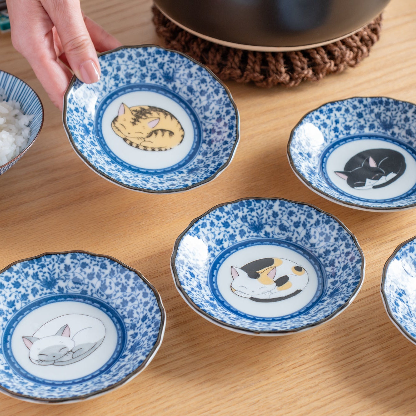 Soßenteller-Set „Schlafende Katze“