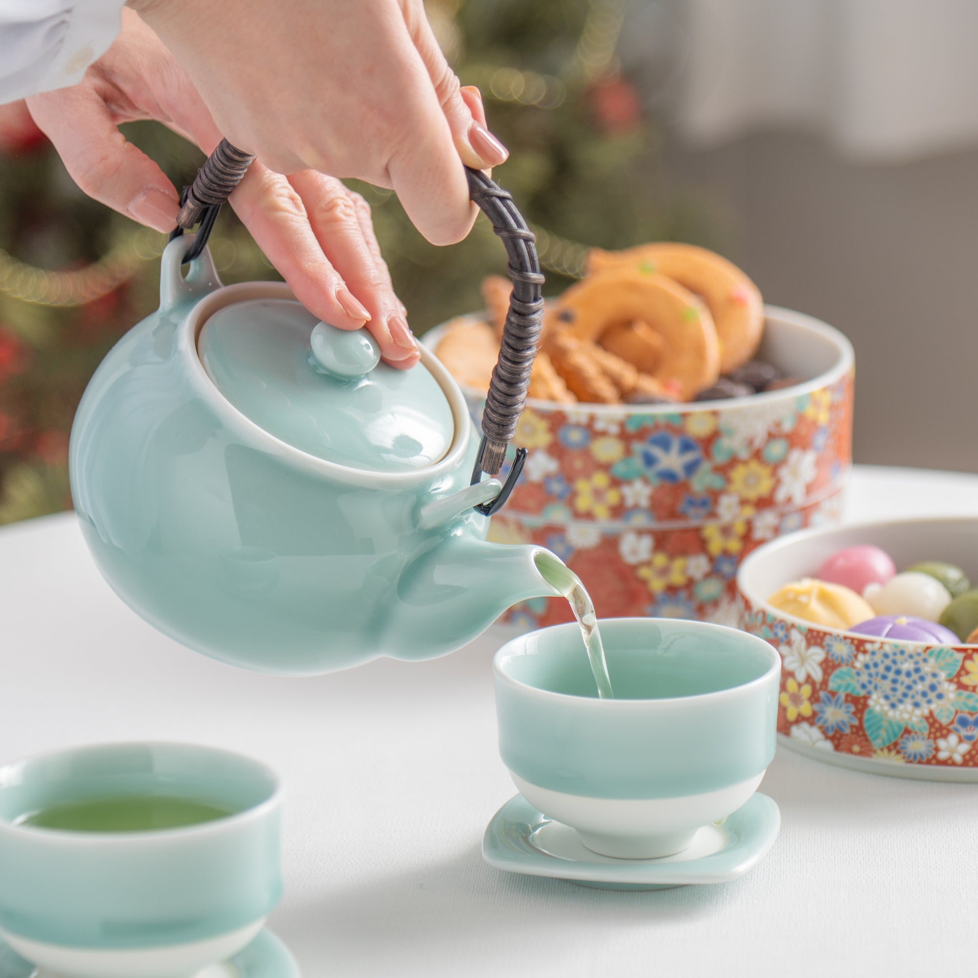 Taza de té japonesa de celadón Nabeshima
