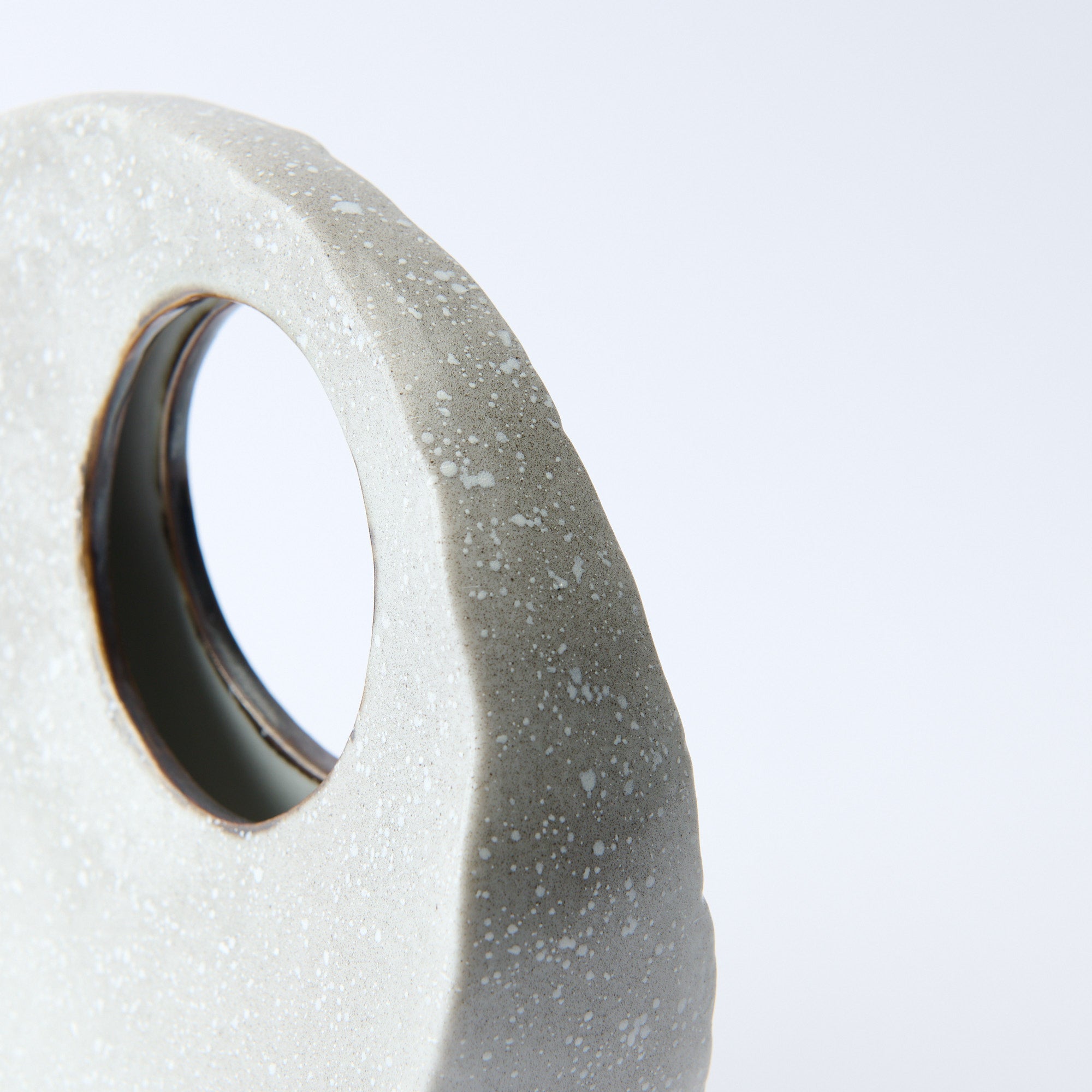 Snow and Sparrows Round-Window Japanese Flower Vase